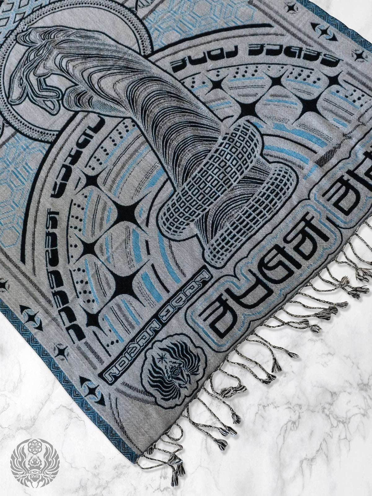 THE RAVE ✦ Black/Blue Double-Layered Shawl Shawls