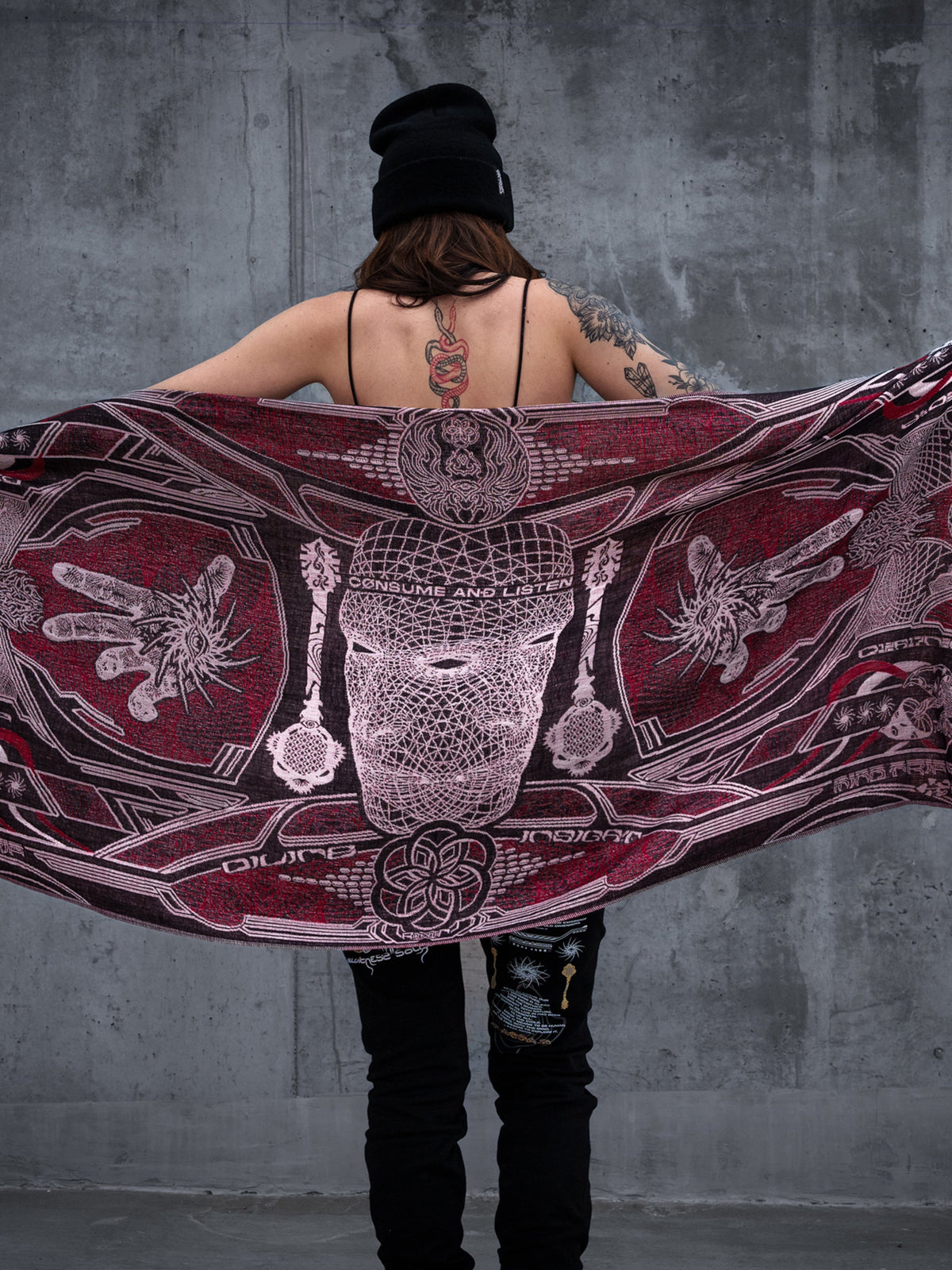 RESTOCKED ✦ GOLDEN TEACHERS V1 • RUBY • UV-Reactive Festival Shawl/Scarf Shawl