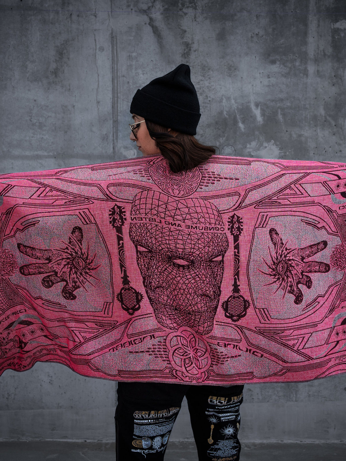 RESTOCKED ✦ GOLDEN TEACHERS V1 • RUBY • UV-Reactive Festival Shawl/Scarf Shawl