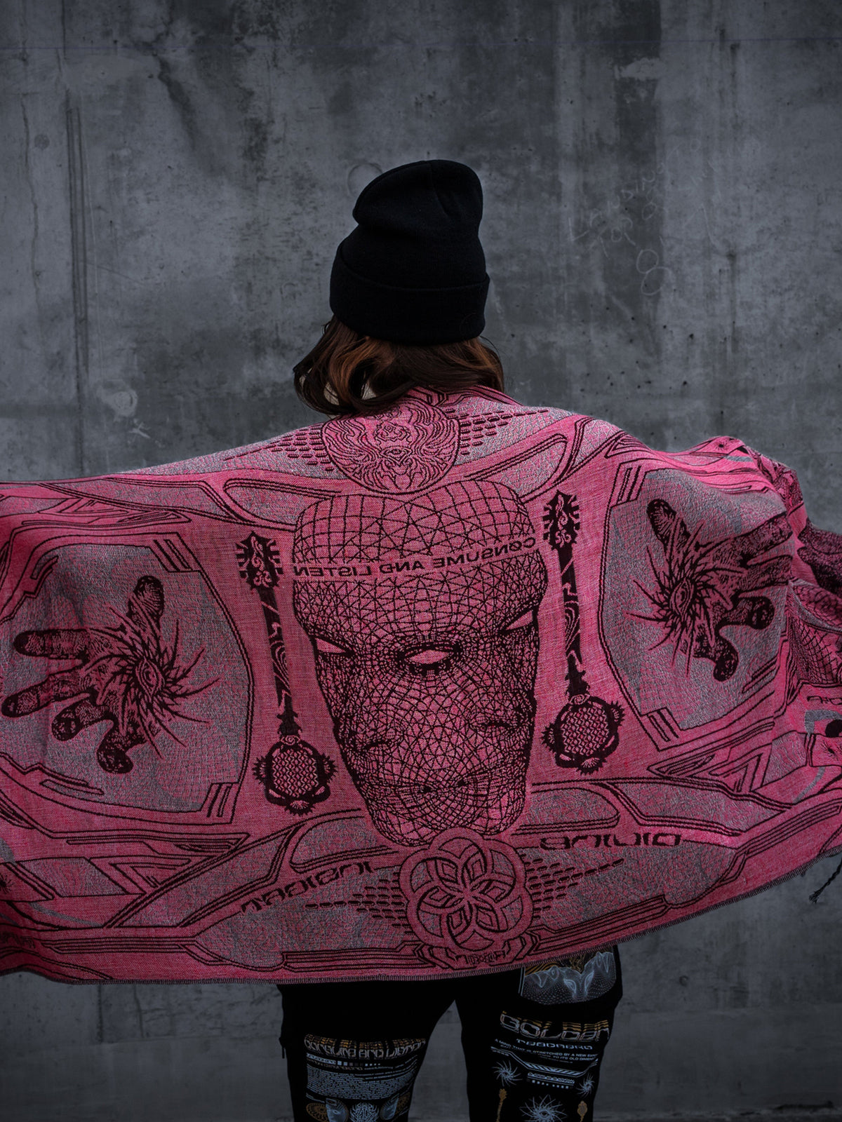 RESTOCKED ✦ GOLDEN TEACHERS V1 • RUBY • UV-Reactive Festival Shawl/Scarf Shawl