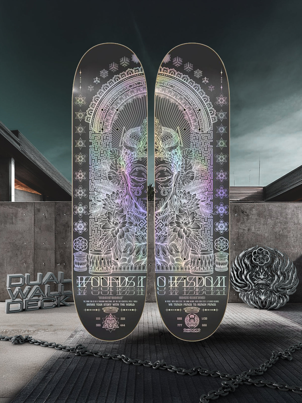 DISCORD MEMBER EXCLUSIVE (◣ _ ◢) WOUNDS TO WISDOM 2.0 ✦ 2 HOLOGRAPHIC DECK WALL SERIES Skateboard
