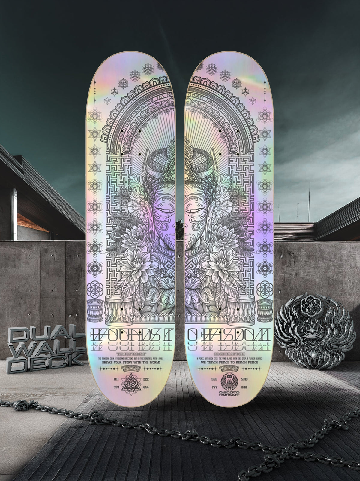 DISCORD MEMBER EXCLUSIVE (◣ _ ◢) WOUNDS TO WISDOM 1.0 ✦ 2 HOLOGRAPHIC DECK WALL SERIES Skateboard