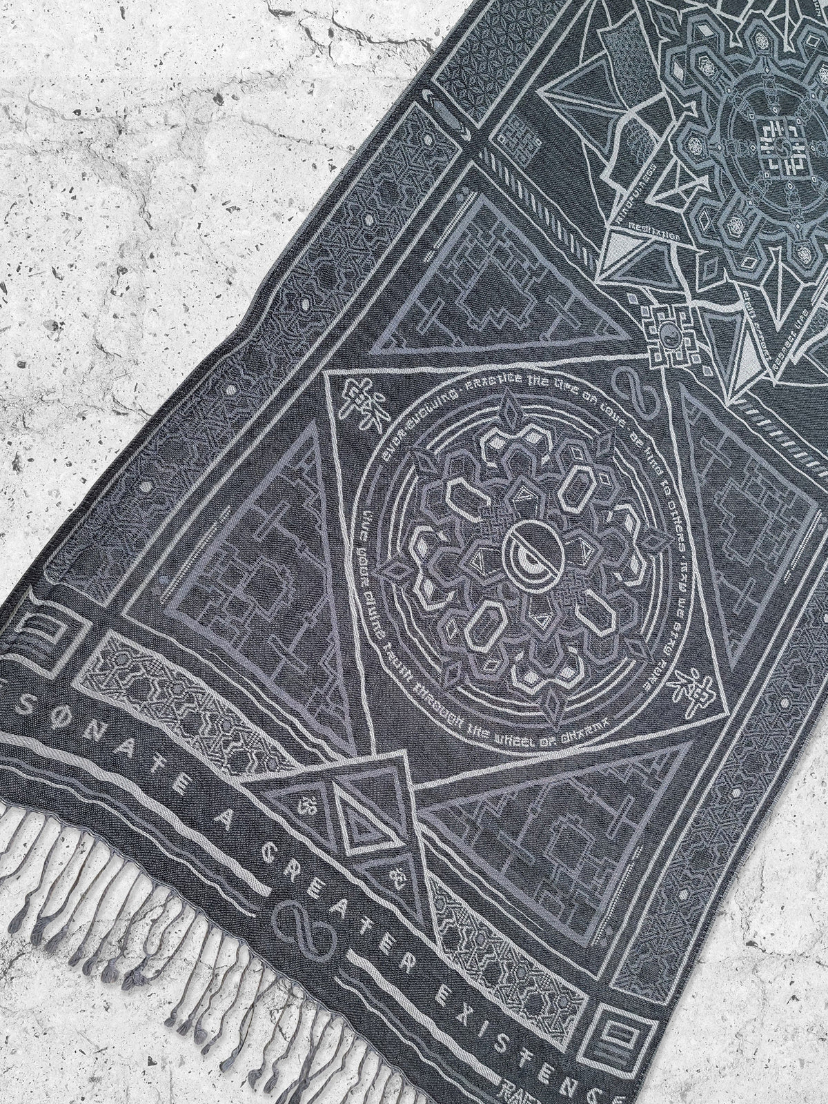 DHARMA V2 • Grey/White • Festival Shawl/Scarf Shawls