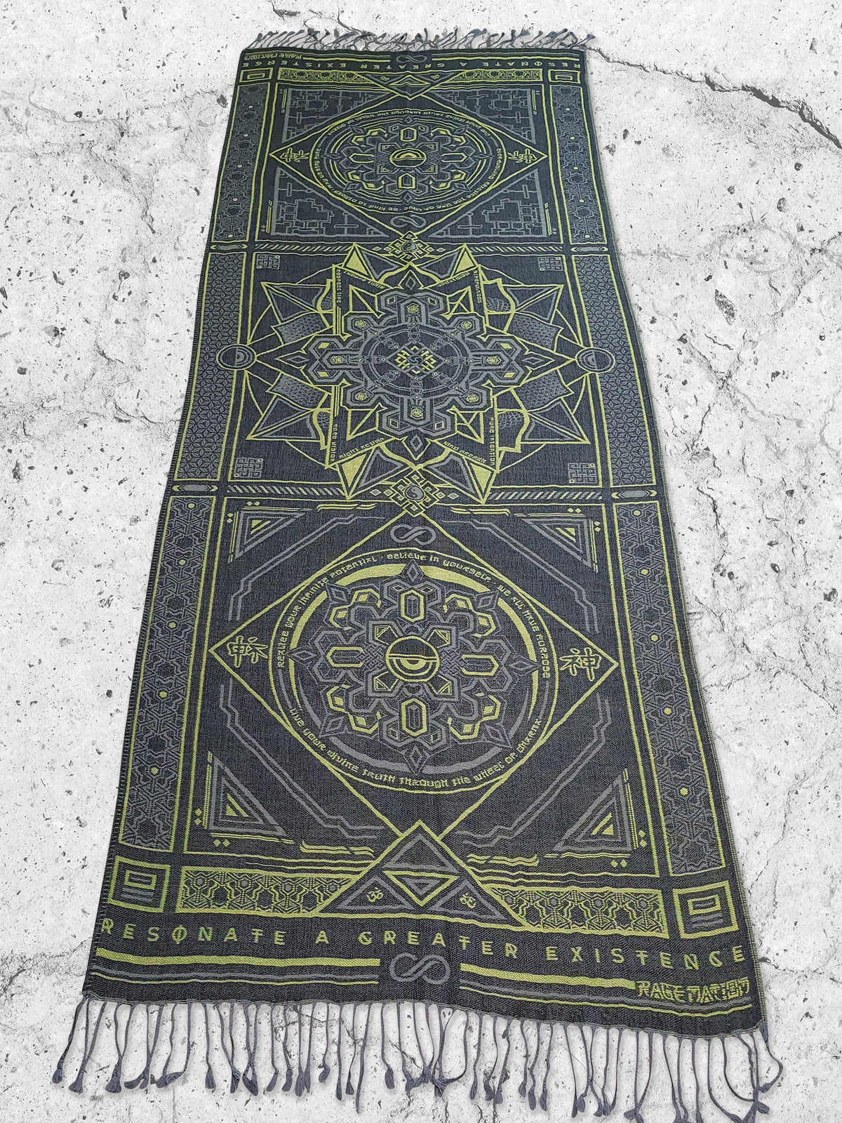 DHARMA V2 • Grey / Neon Yellow • UV REACTIVE • Festival Shawl/Scarf Shawls