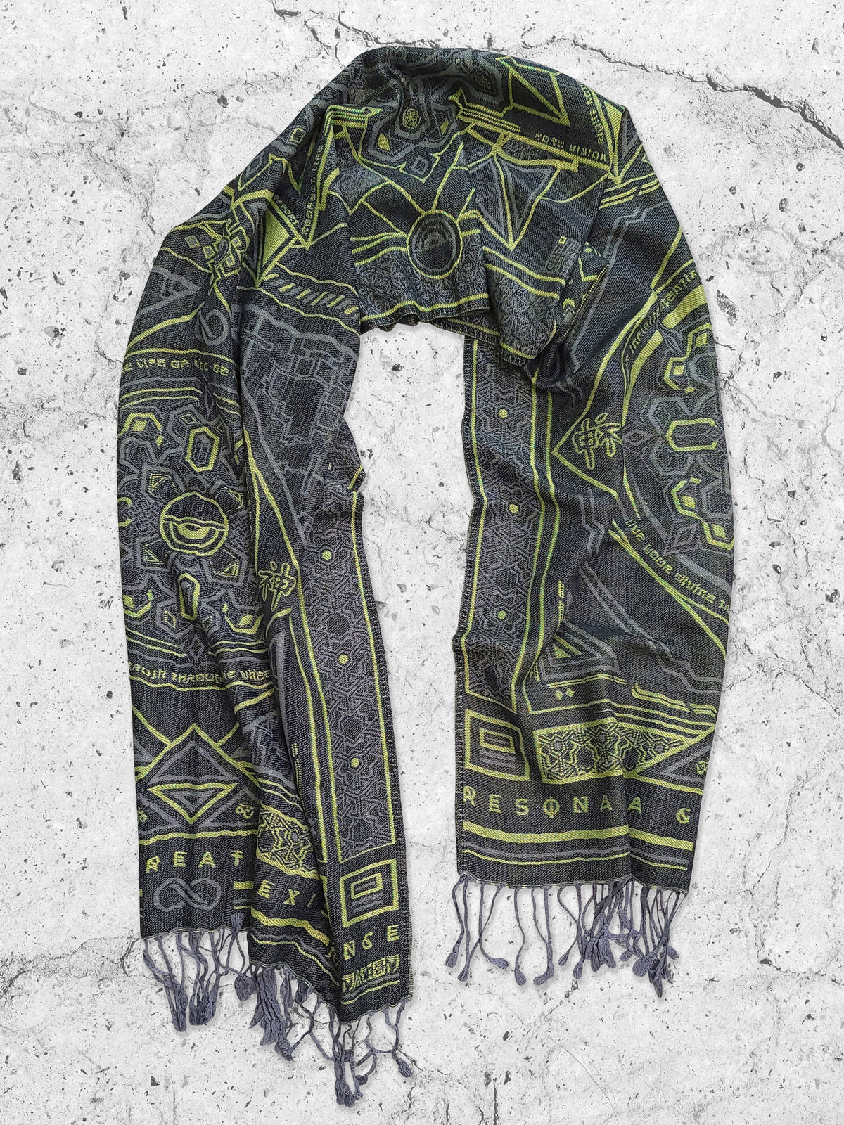 DHARMA V2 • Grey / Neon Yellow • UV REACTIVE • Festival Shawl/Scarf Shawls