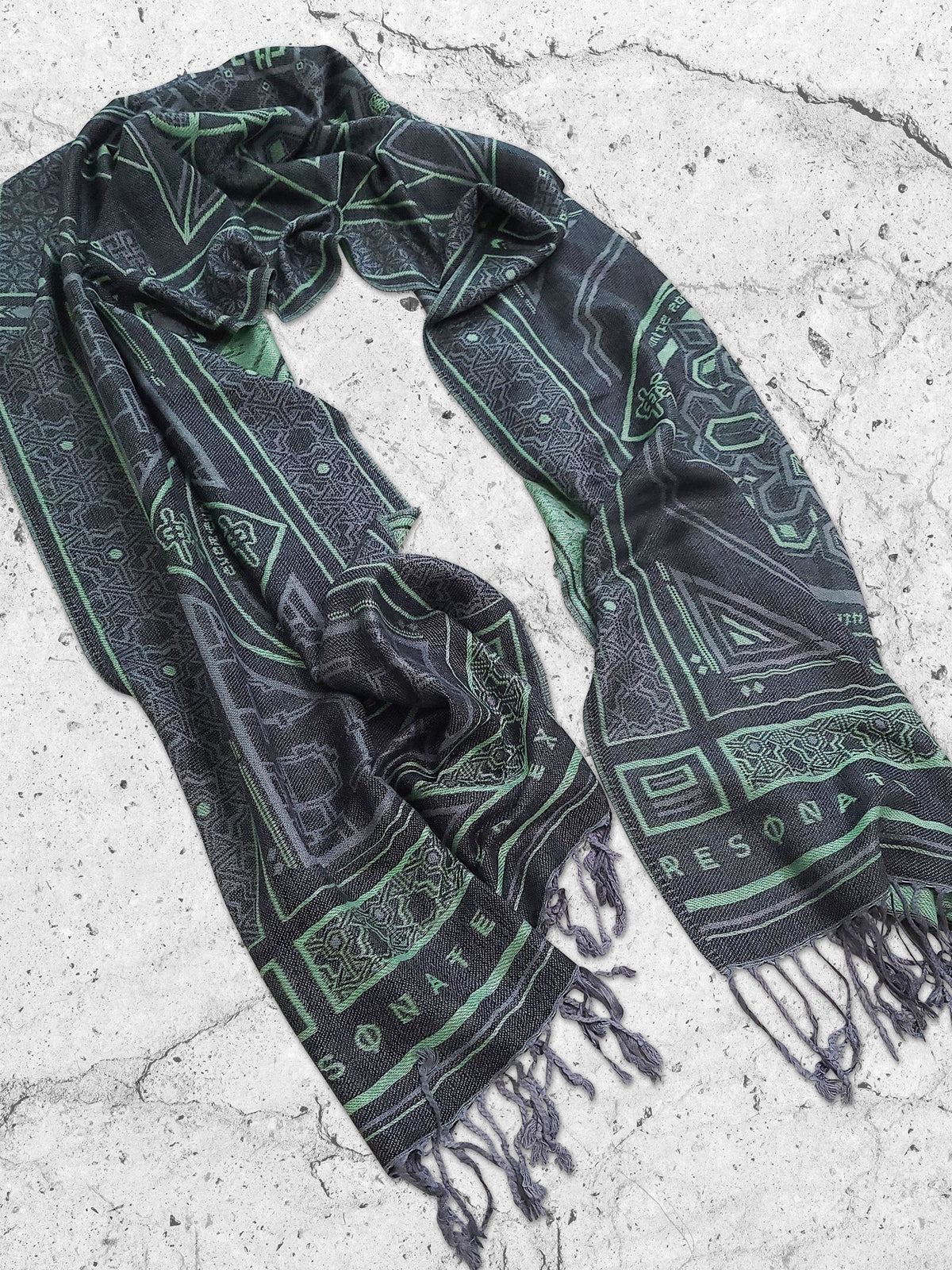 DHARMA V2 • Grey/Mint • AR Activated/UV Reactive • Festival Shawl/Scarf Shawls