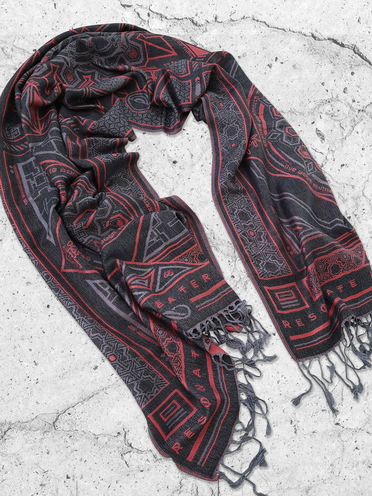 DHARMA V2 • Grey/Red • Festival Shawl/Scarf Shawls