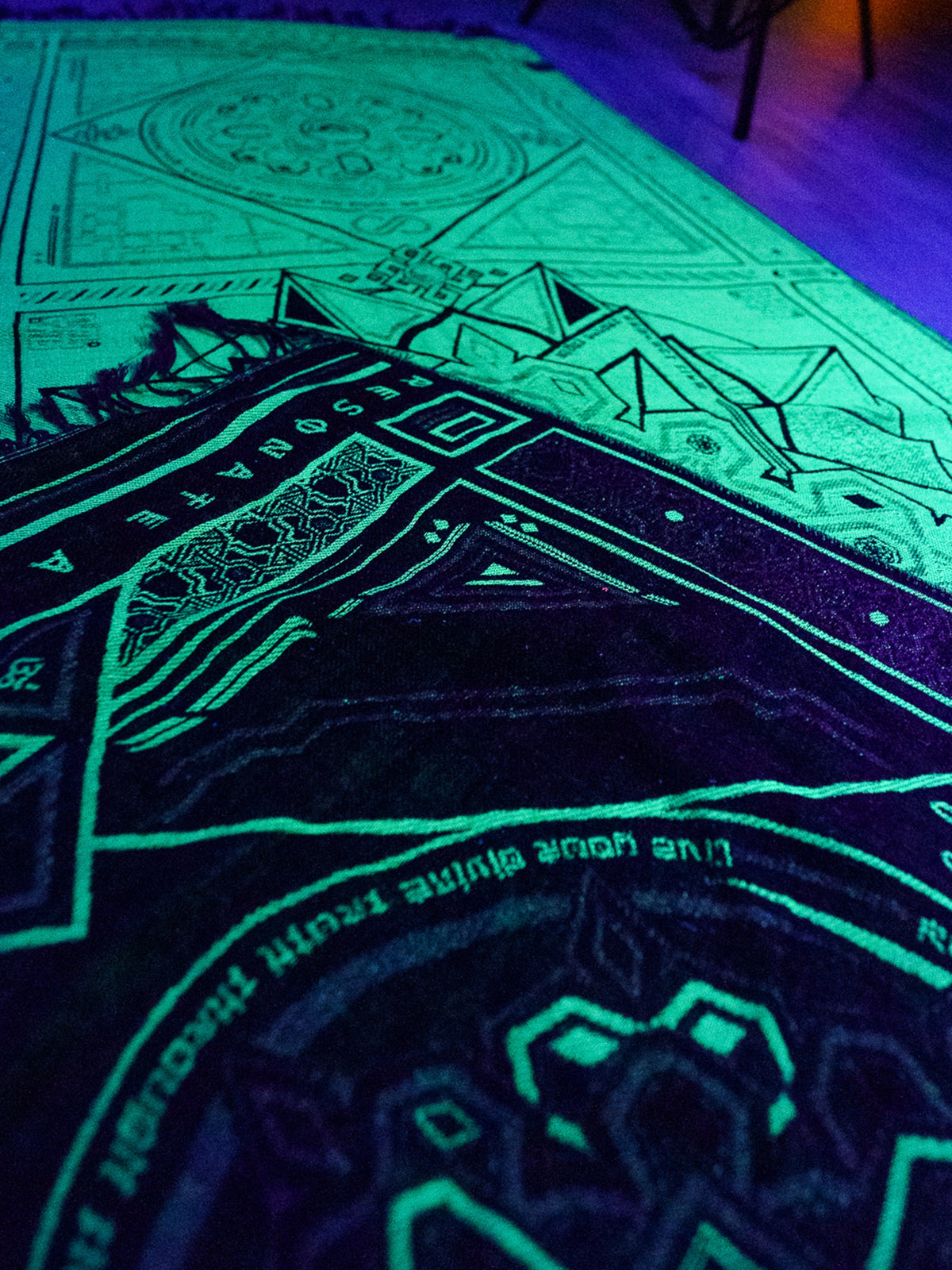 DHARMA V2 • Grey/Mint • AR Activated/UV Reactive • Festival Shawl/Scarf Shawls
