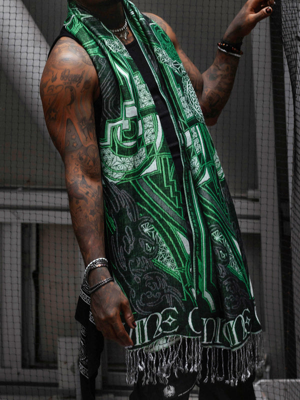 DIVINE GUIDANCE ✦ UV GREEN ✦ Reversible Festival Shawl Shawl