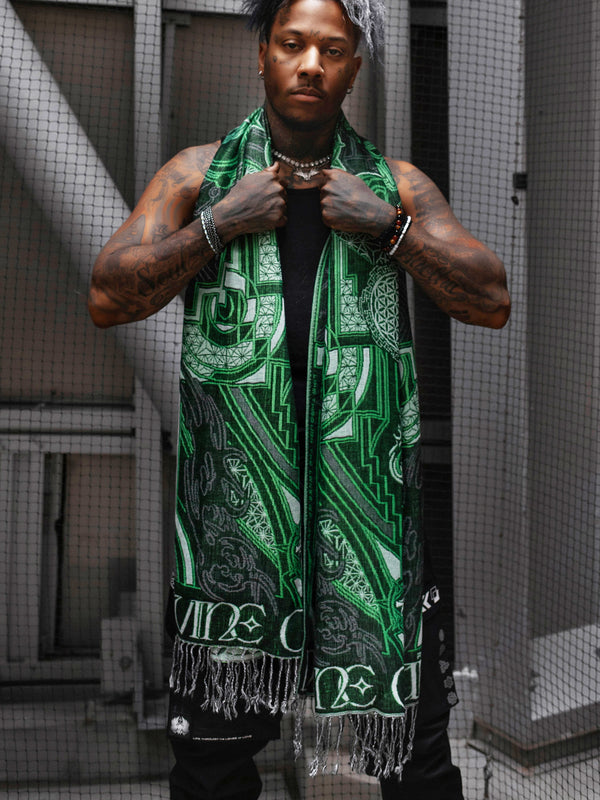 DIVINE GUIDANCE ✦ UV GREEN ✦ Reversible Festival Shawl Shawl