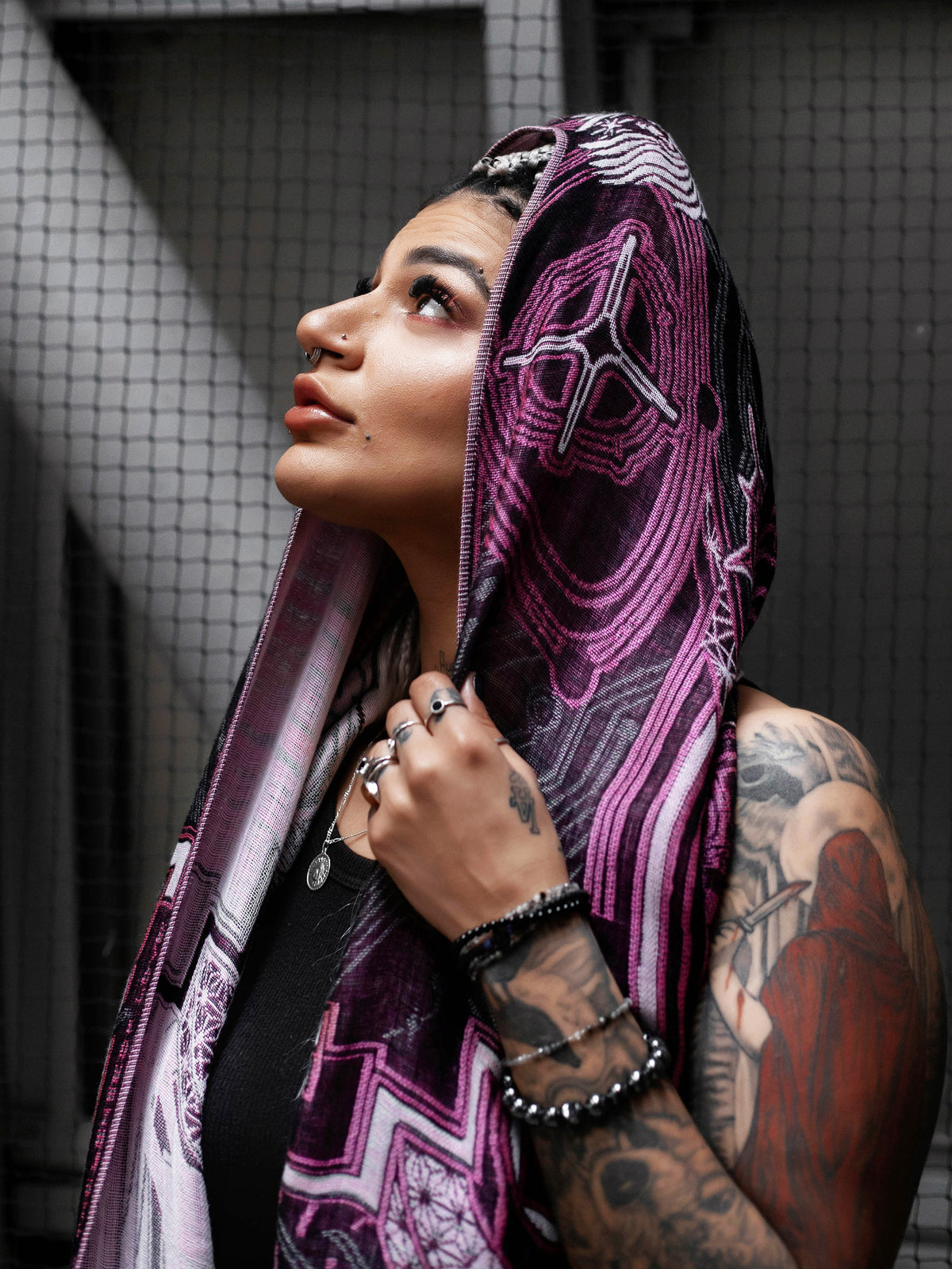 DIVINE GUIDANCE ✦ UV-REACTIVE PETAL PINK ✦ Reversible Festival Shawl Shawl