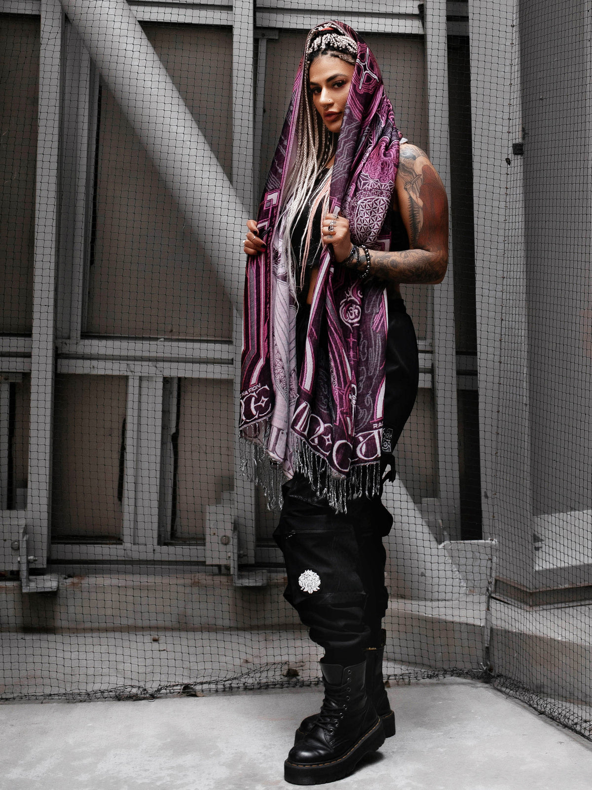 DIVINE GUIDANCE ✦ UV-REACTIVE PETAL PINK ✦ Reversible Festival Shawl Shawl
