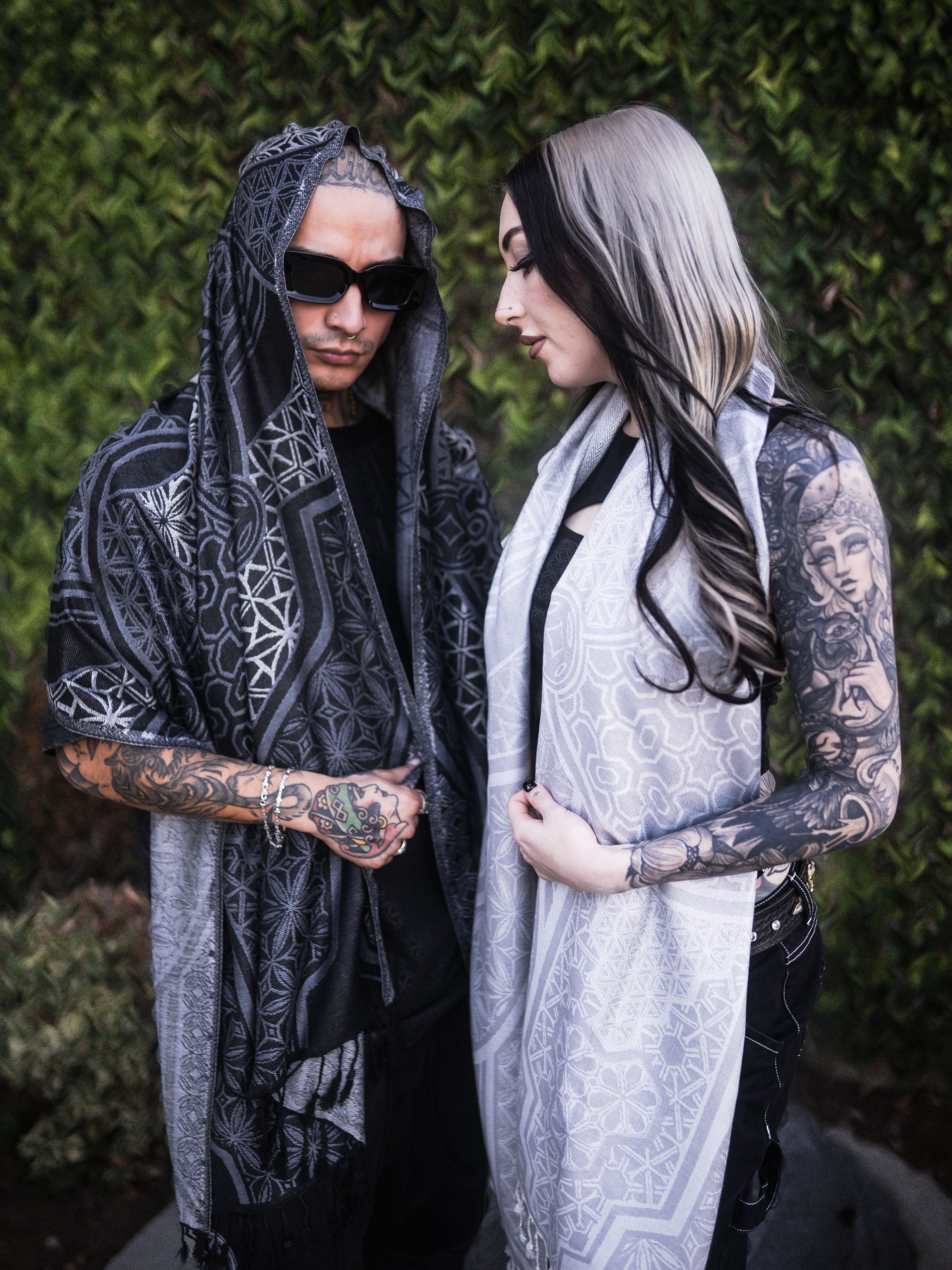 GEOMETRY OF BEING ✦ Dark Grey Festival Shawl Shawls