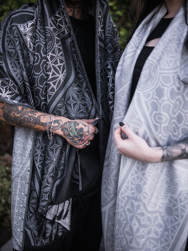 GEOMETRY OF BEING ✦ Dark Grey Festival Shawl Shawls