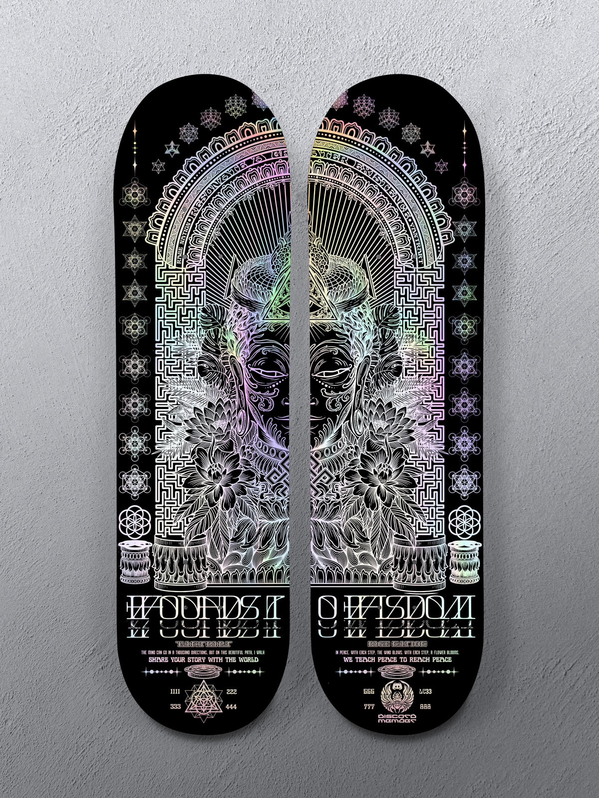 DISCORD MEMBER EXCLUSIVE (◣ _ ◢) WOUNDS TO WISDOM 2.0 ✦ 2 HOLOGRAPHIC DECK WALL SERIES Skateboard