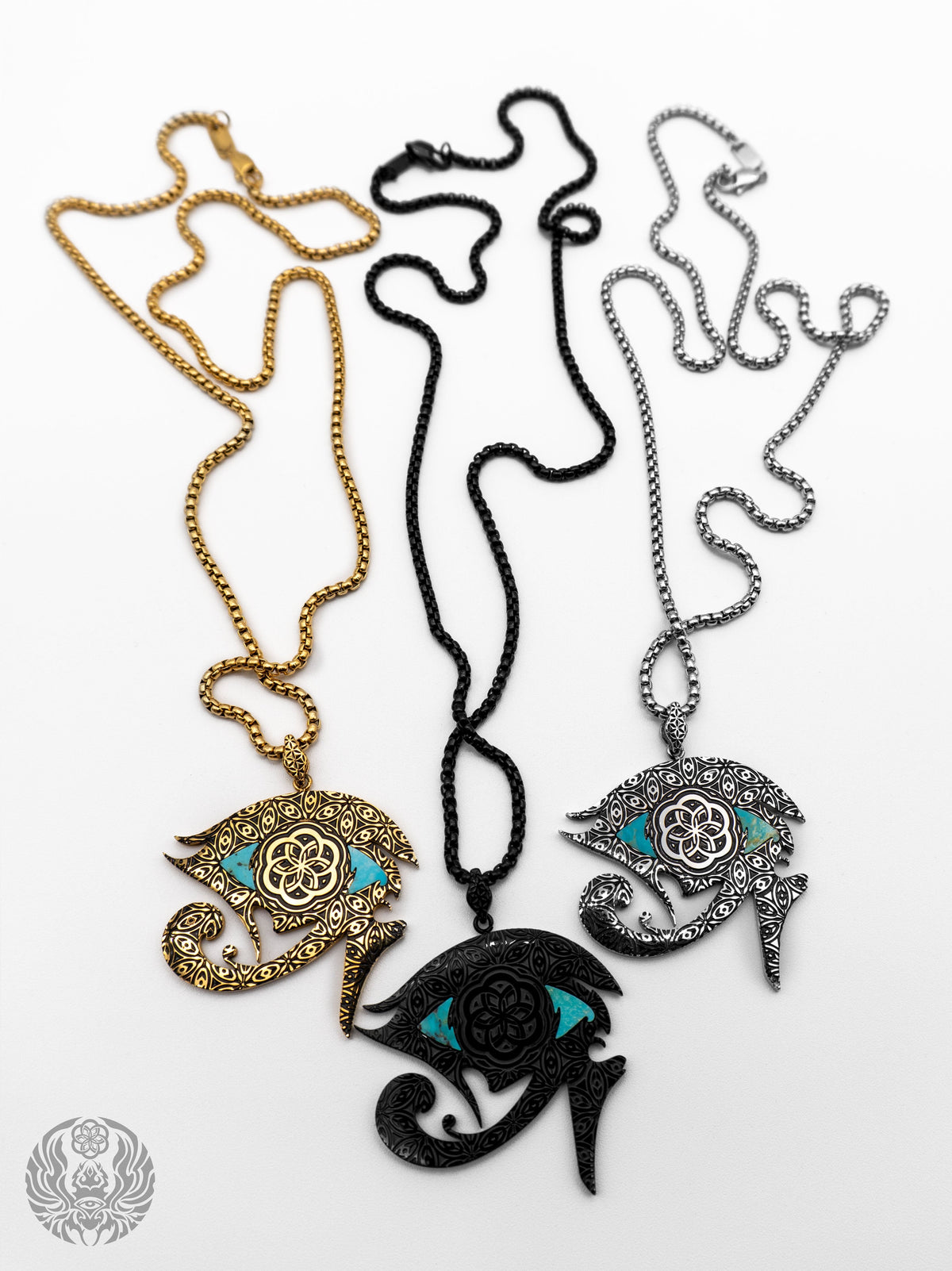 EYES OF BALANCE v2 ✦ REAL TURQUOISE SLAB ✦ Reversible Amulet 002 w/ Box Chain Jewelry