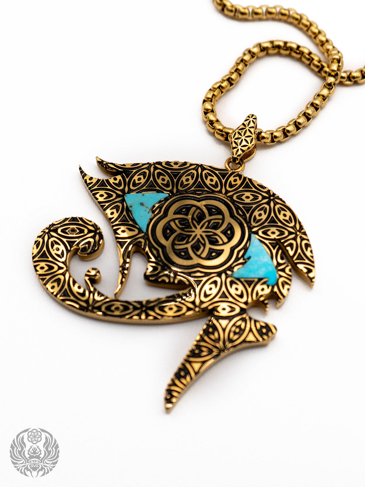 EYES OF BALANCE v1 ✦ REAL TURQUOISE SLAB ✦ Reversible Amulet 002 w/ Box Chain Jewelry