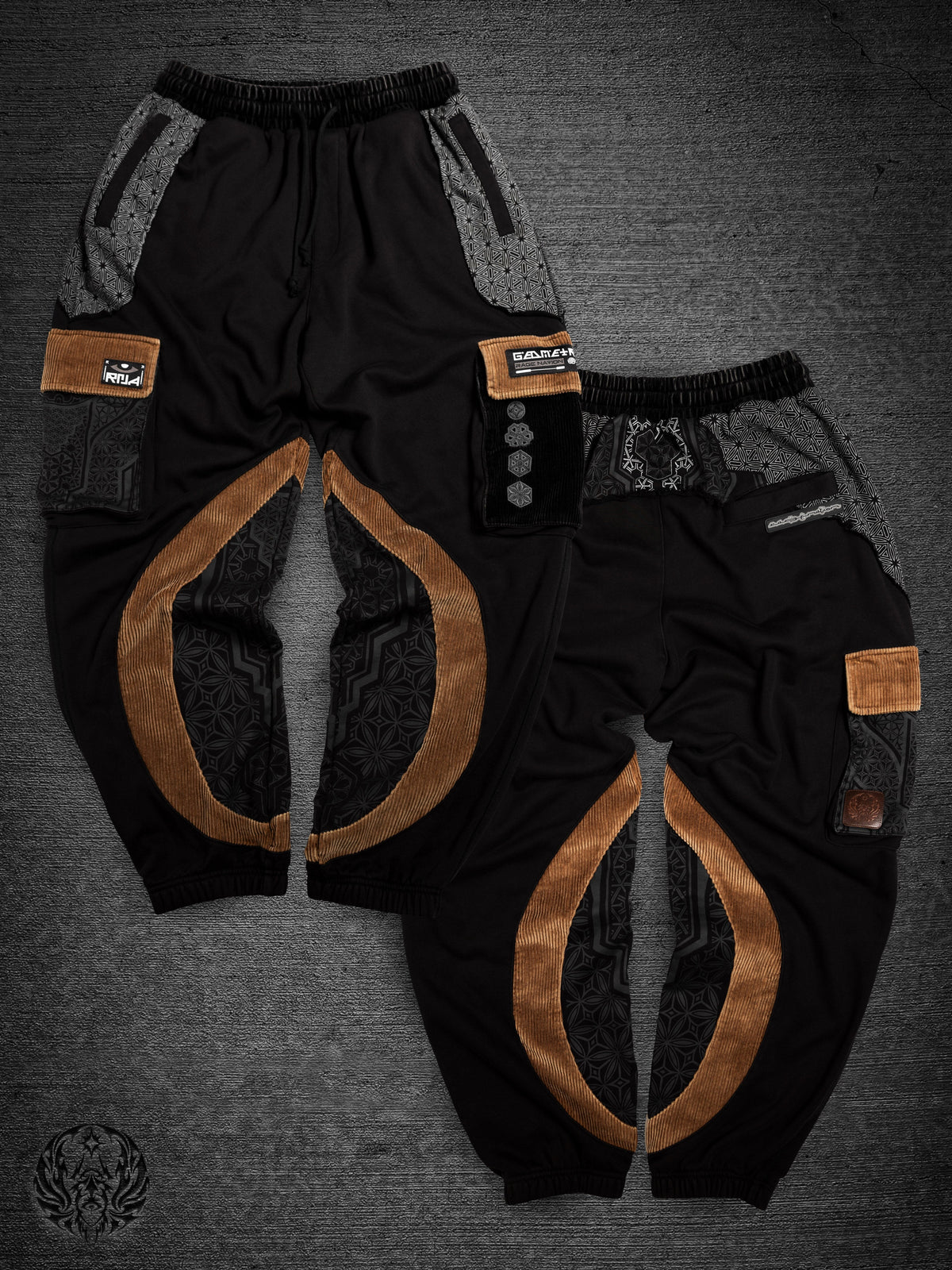 GEOMETRY OF BEING ✦ Tan/Black ✦ Corduroy Flow Joggers Joggers