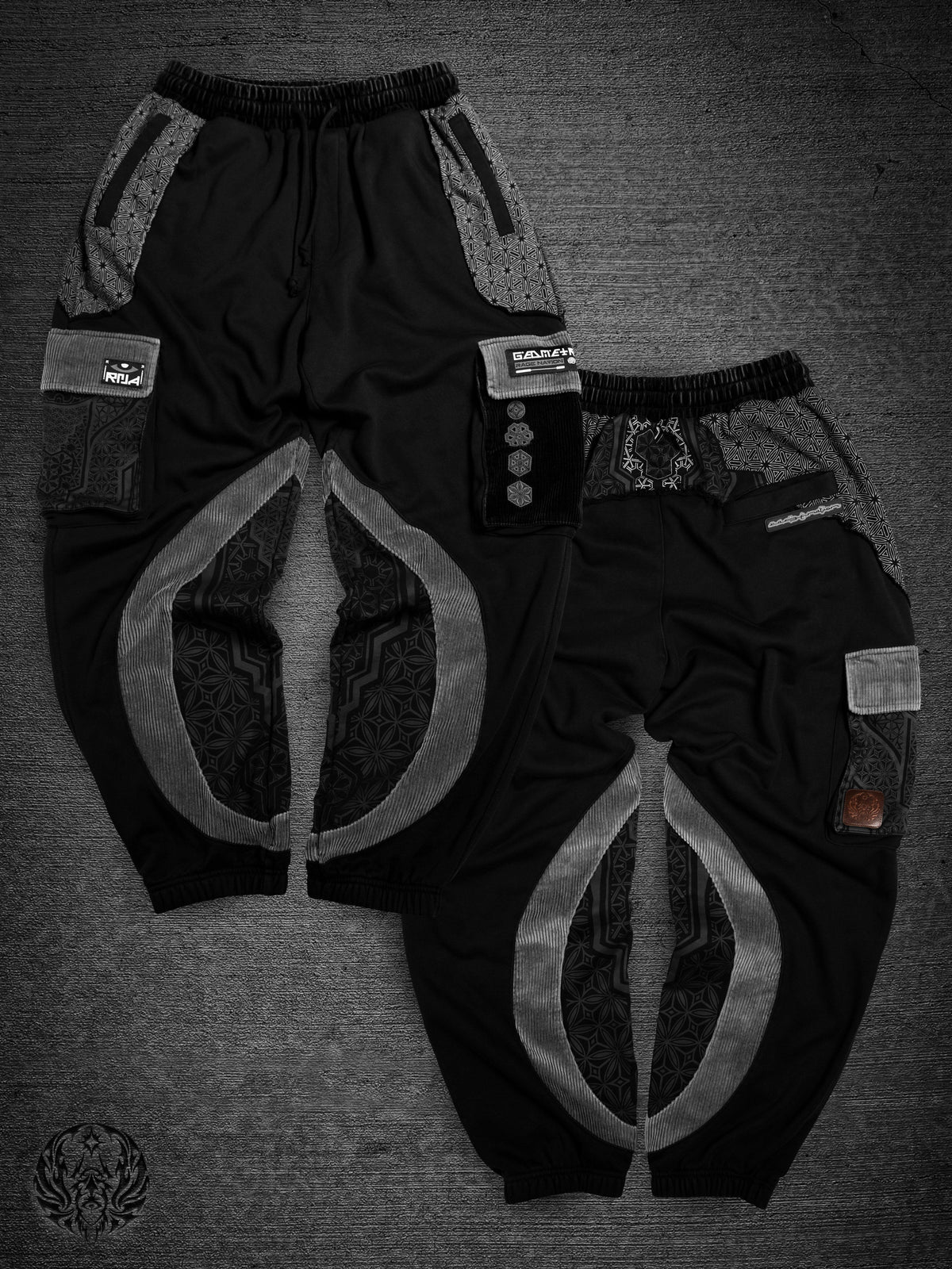 GEOMETRY OF BEING ✦ Black/Gray ✦ Corduroy Flow Joggers Joggers