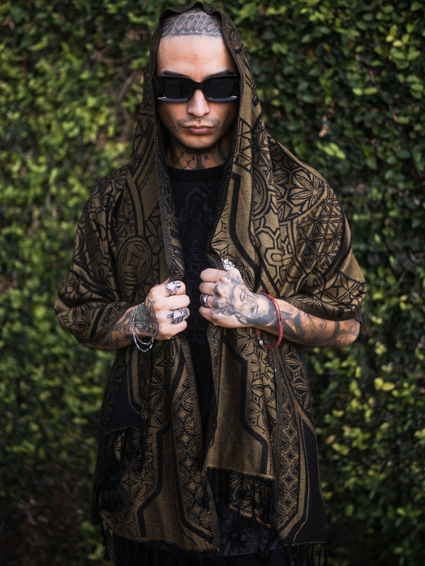 GEOMETRY OF BEING ✦ Antique Gold Festival Shawl Shawls