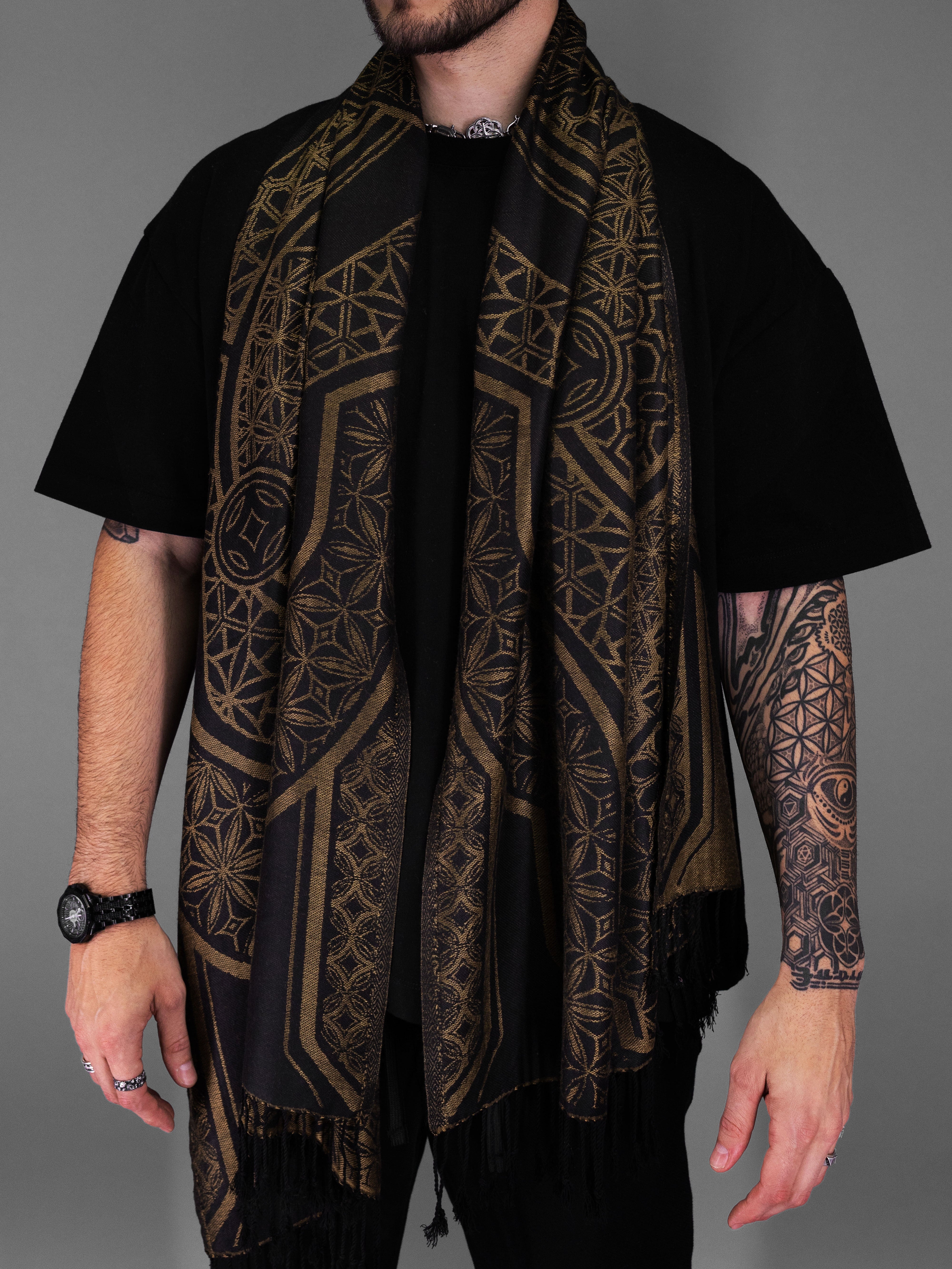 GEOMETRY OF BEING ✦ Tan/Gold Festival Shawl Shawls