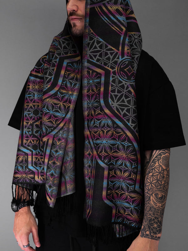 GEOMETRY OF BEING ✦ Blue Gradient ✦ Festival Shawl ✦ SHIPS 12/5 Shawls