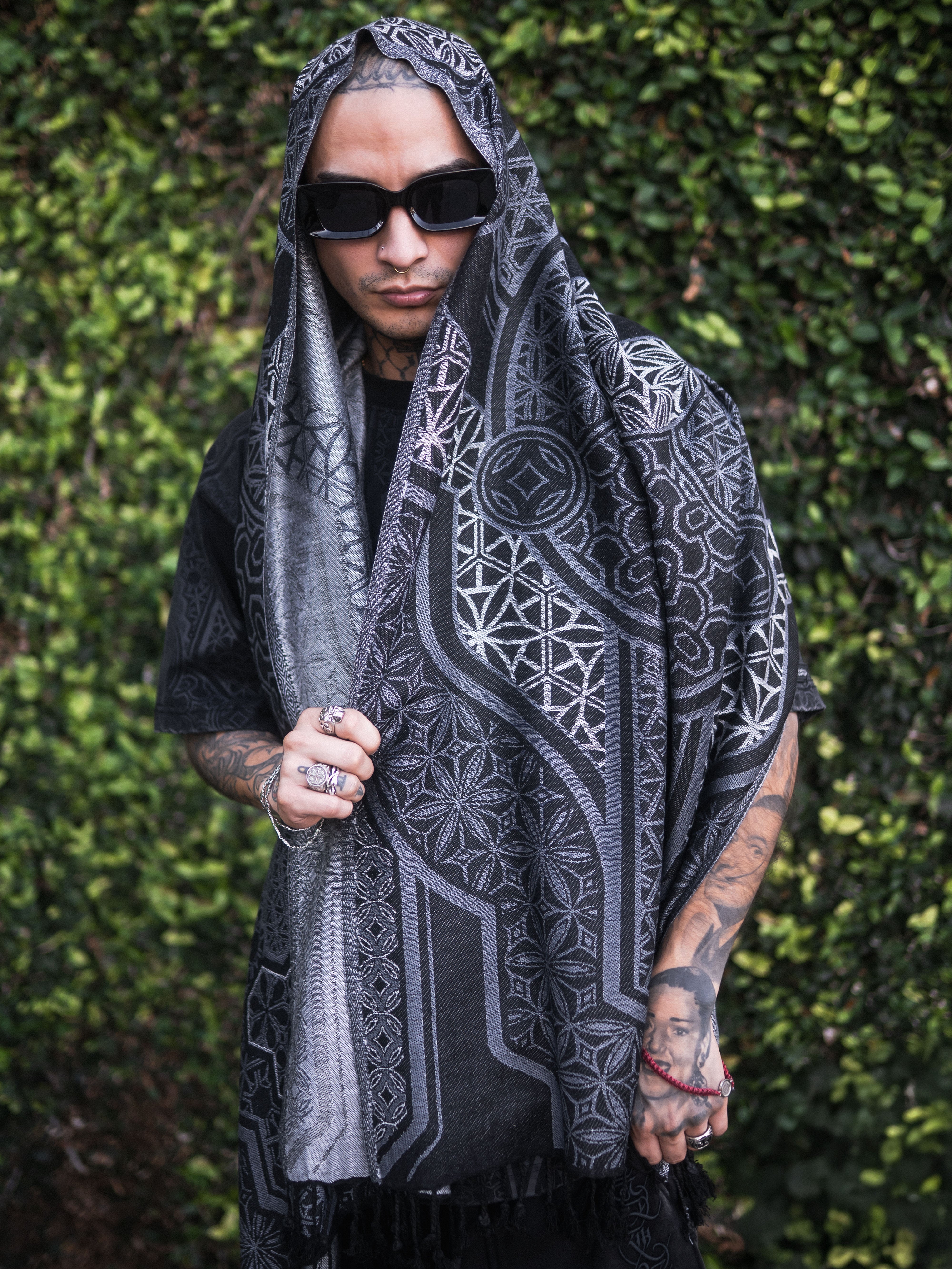 GEOMETRY OF BEING ✦ Dark Grey Festival Shawl Shawls