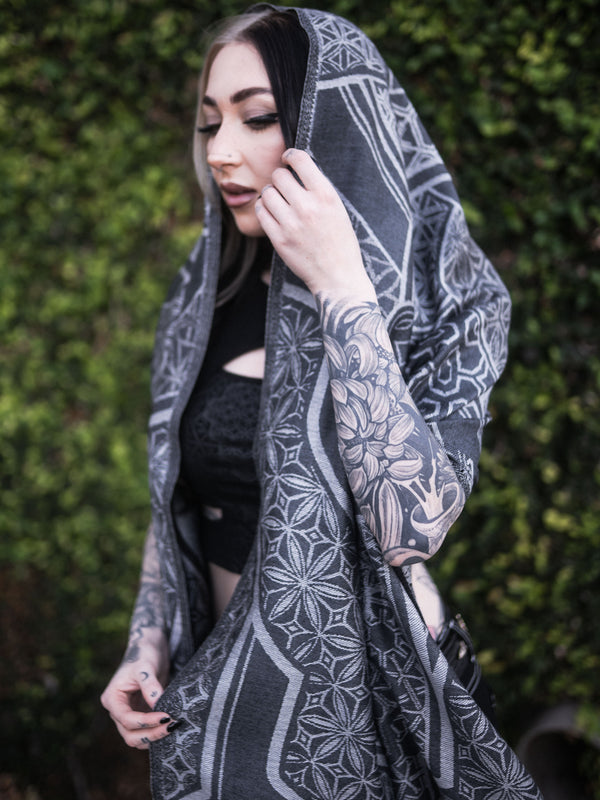 GEOMETRY OF BEING ✦ White Festival Shawl Shawls