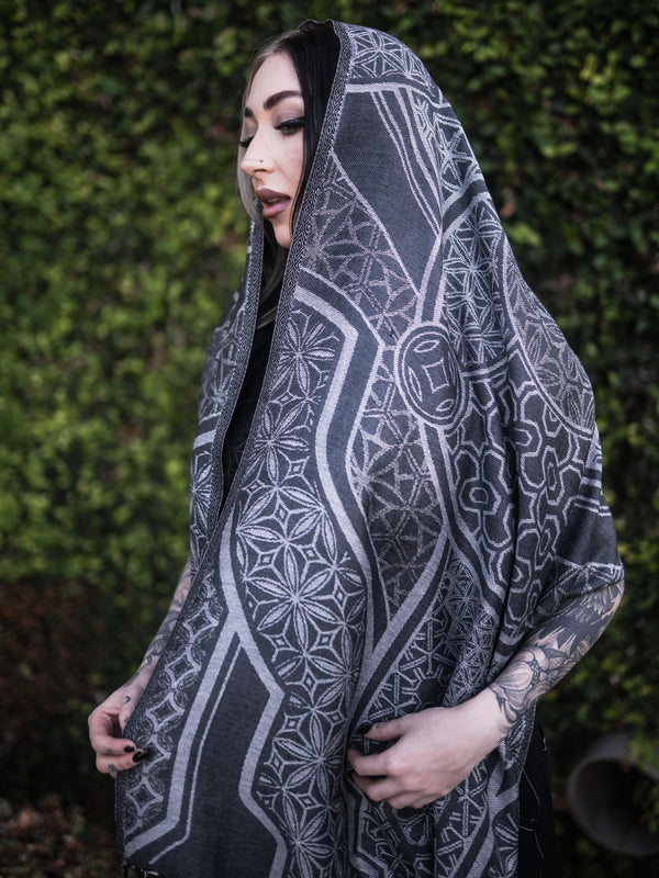 GEOMETRY OF BEING ✦ White Festival Shawl Shawls