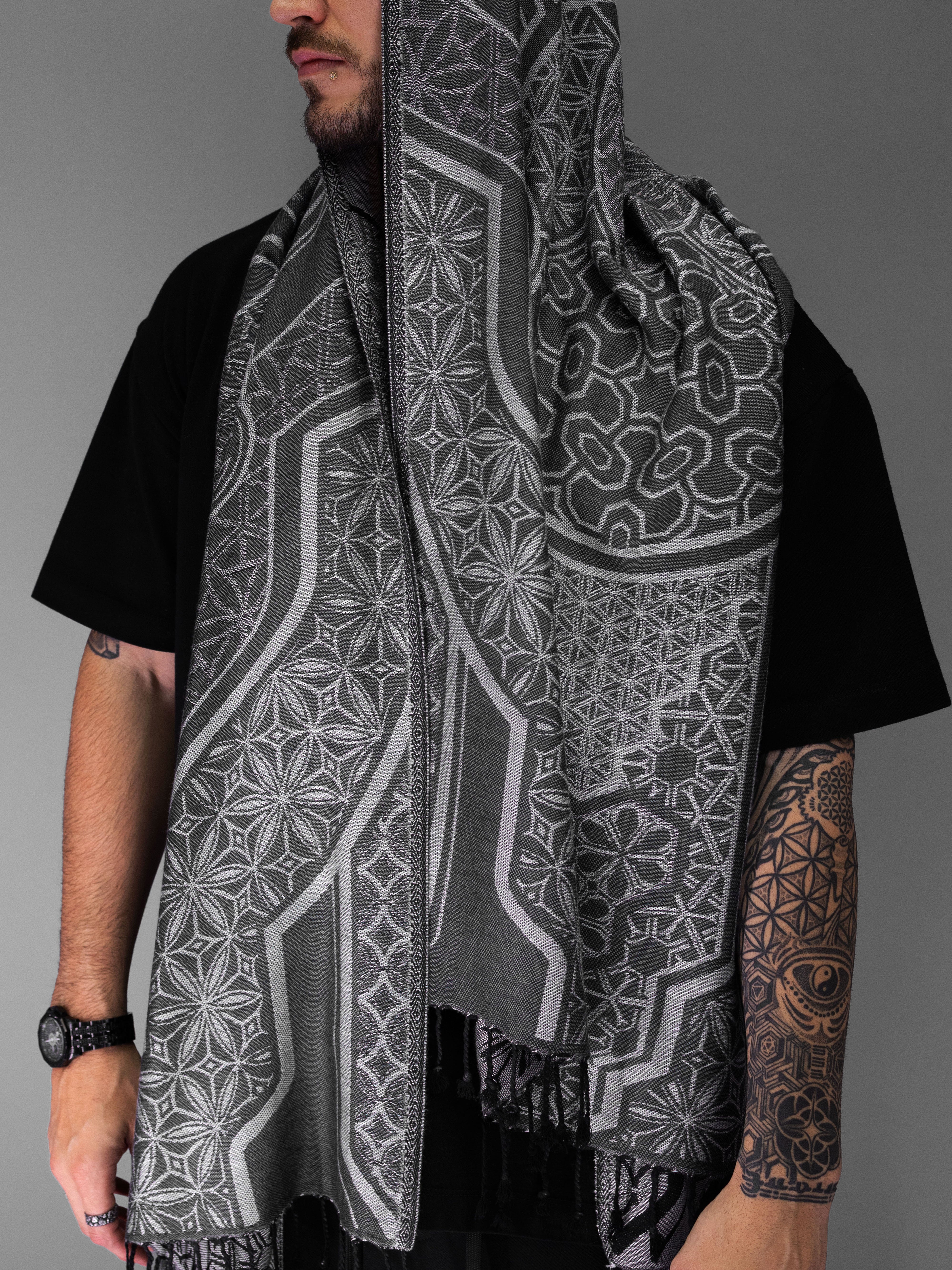 GEOMETRY OF BEING ✦ White Festival Shawl Shawls