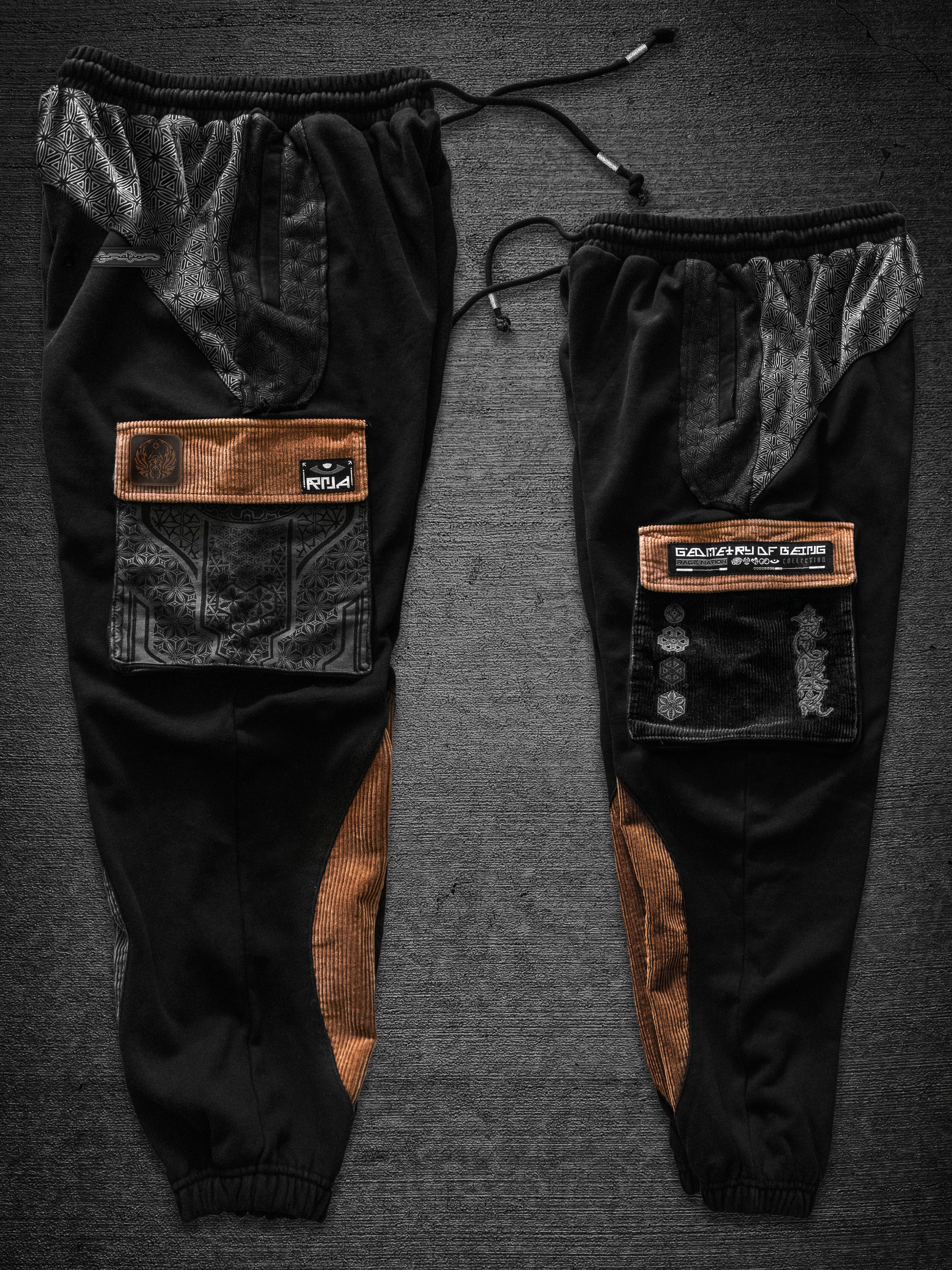 COMING SOON ✦ GEOMETRY OF BEING ✦ Tan/Black ✦ Corduroy Flow Joggers Joggers