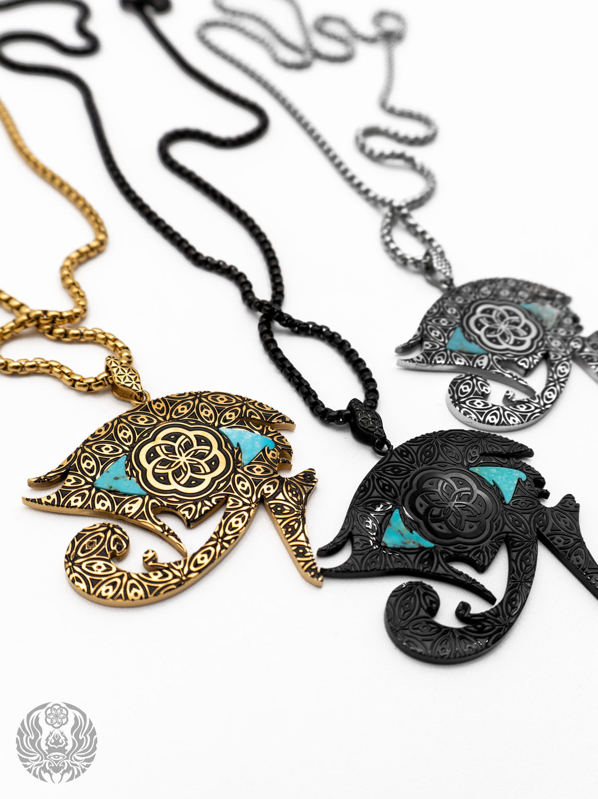 EYES OF BALANCE v3 ✦ REAL TURQUOISE SLAB ✦ Reversible Amulet 002 w/ Box Chain Jewelry