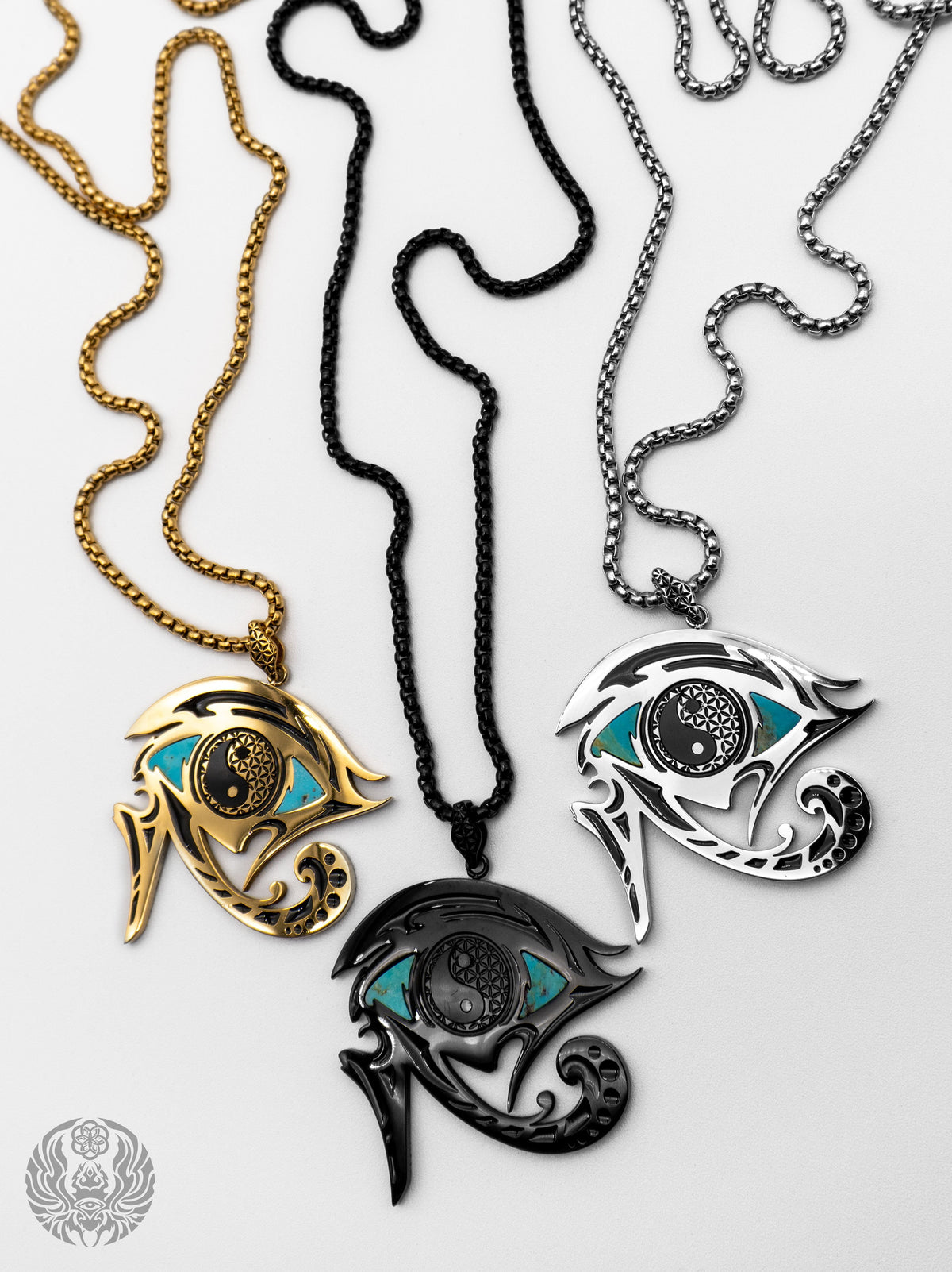 EYES OF BALANCE v1 ✦ REAL TURQUOISE SLAB ✦ Reversible Amulet 002 w/ Box Chain Jewelry