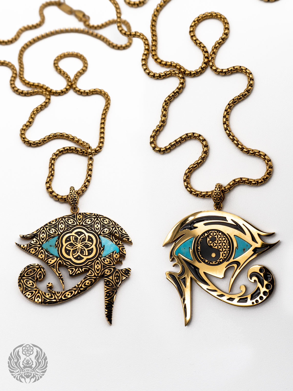 EYES OF BALANCE v1 ✦ REAL TURQUOISE SLAB ✦ Reversible Amulet 002 w/ Box Chain Jewelry