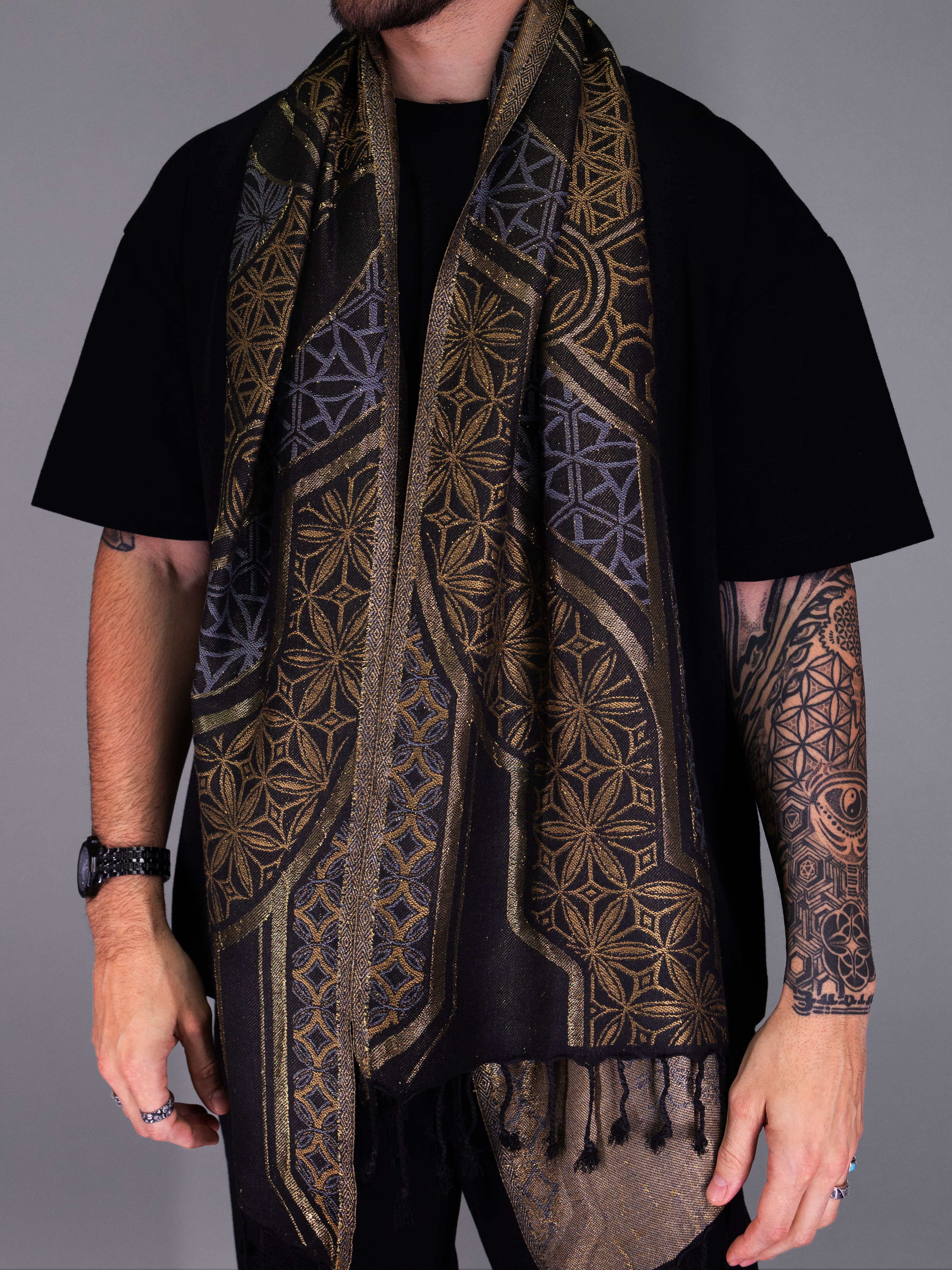 GEOMETRY OF BEING ✦ Metallic Festival Shawl Shawls