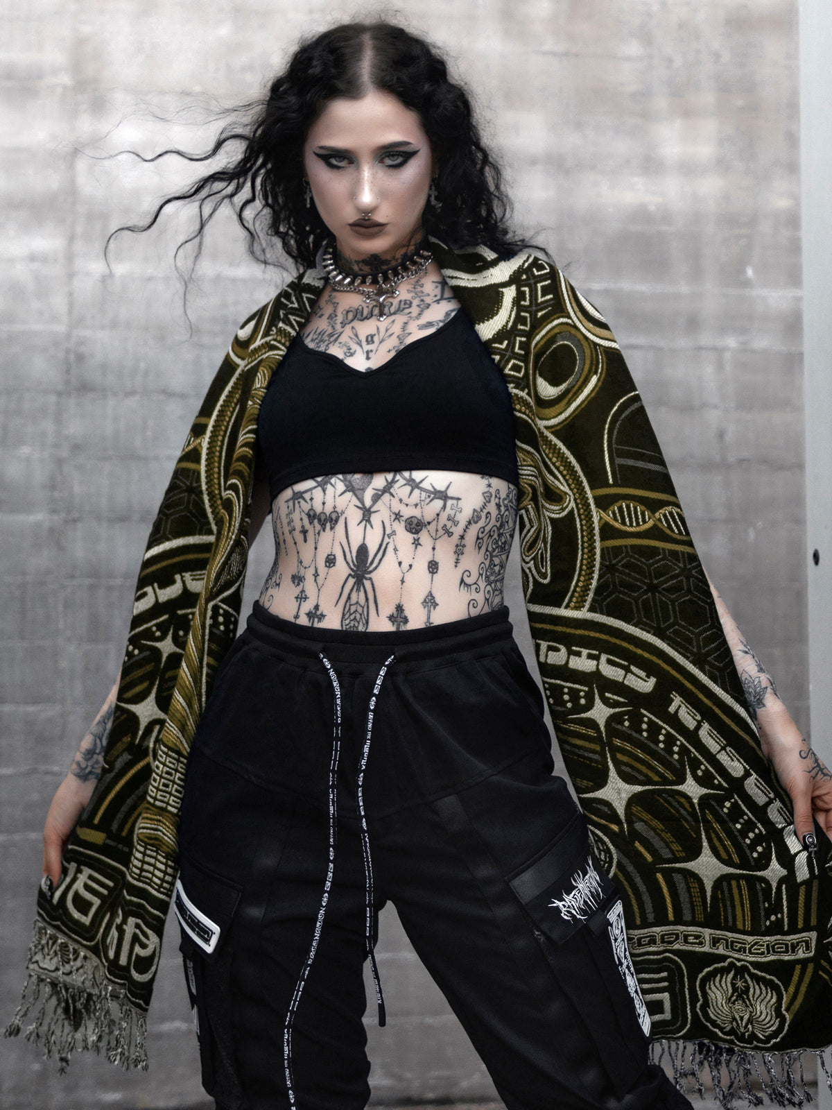 NEW DROP ✦ THE RAVE ✦ Black/Gold Double-Layered Shawl Shawls
