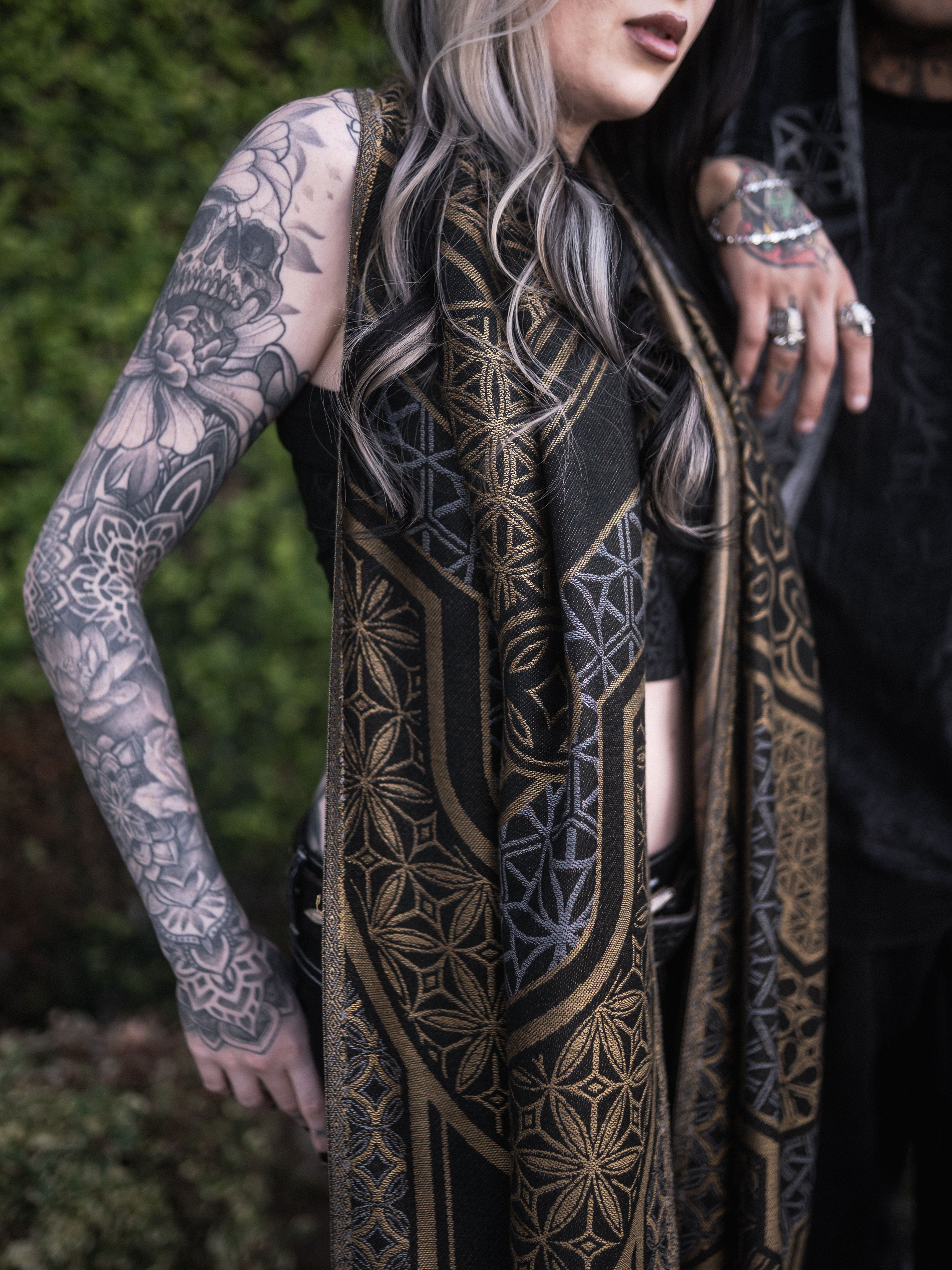 GEOMETRY OF BEING ✦ Gold/Silver ✦ Festival Shawl Shawls