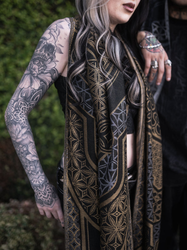 GEOMETRY OF BEING ✦ Gold/Silver ✦ Festival Shawl Shawls
