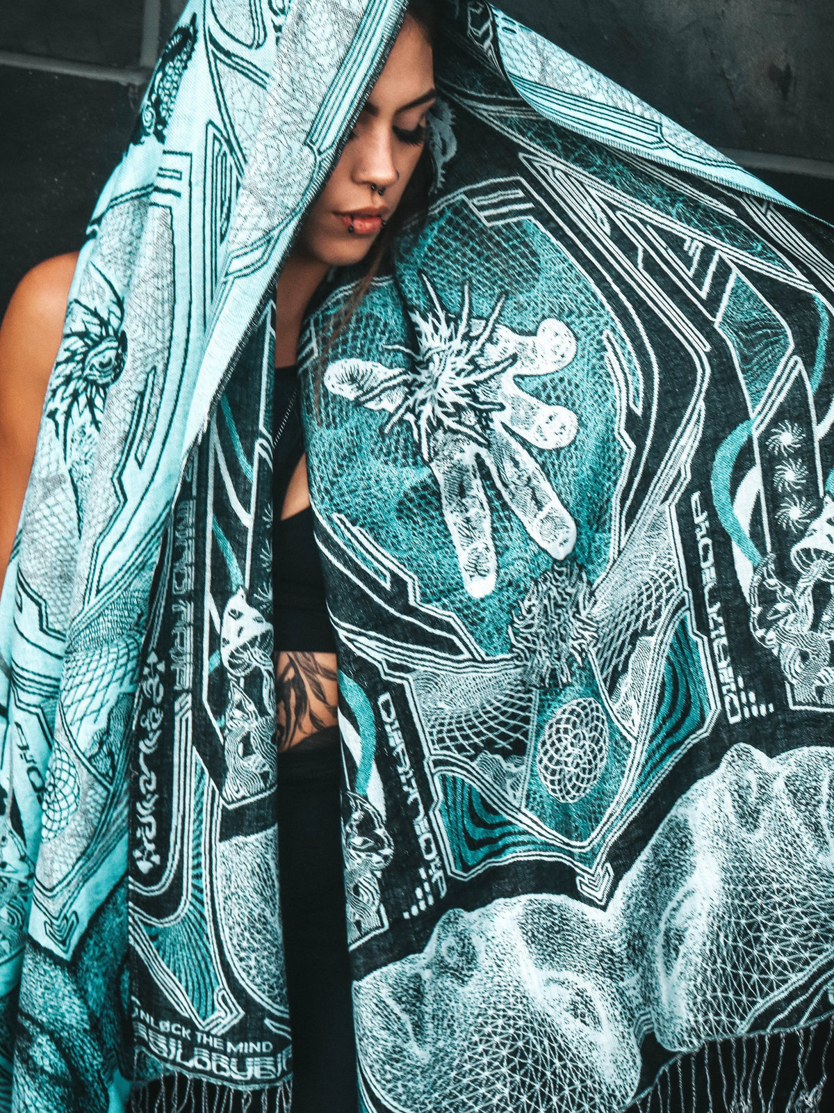 RESTOCKED ✦ GOLDEN TEACHERS V1 • AQUAMARINE • Festival Shawl/Scarf Shawl
