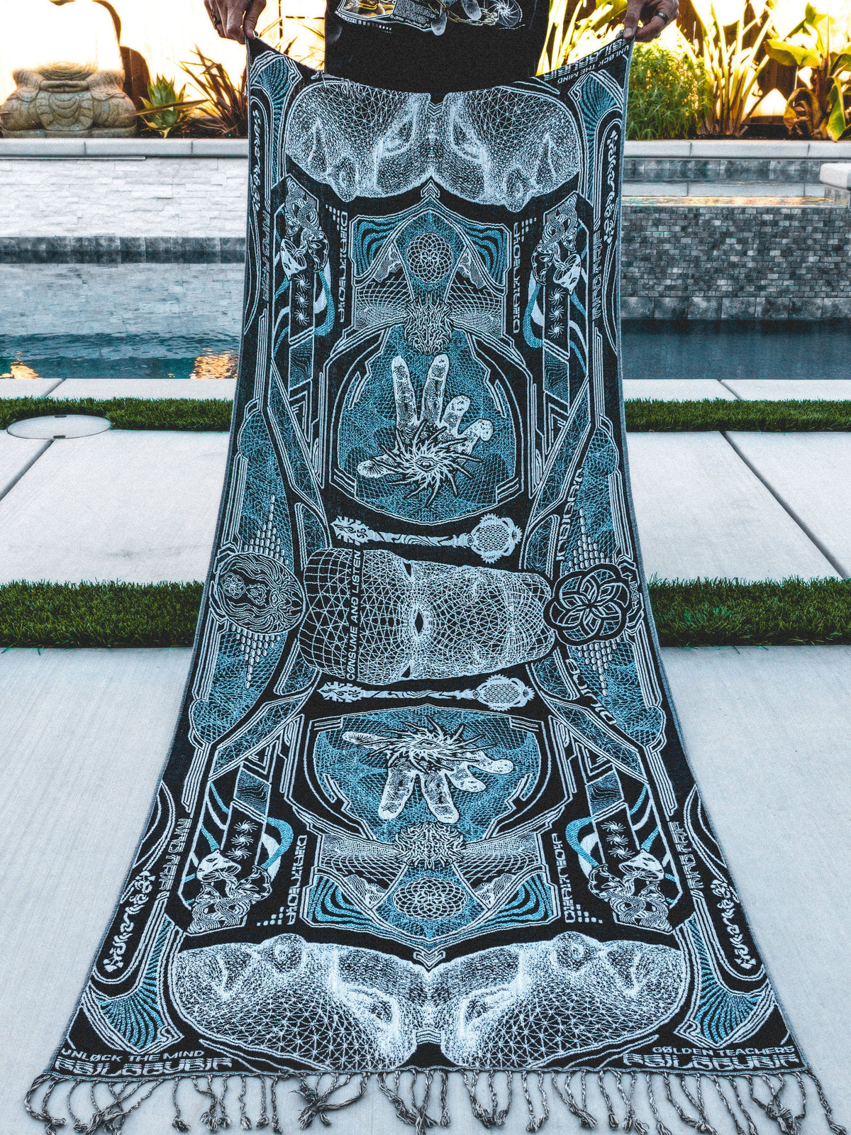 RESTOCKED ✦ GOLDEN TEACHERS V1 • AQUAMARINE • Festival Shawl/Scarf Shawl