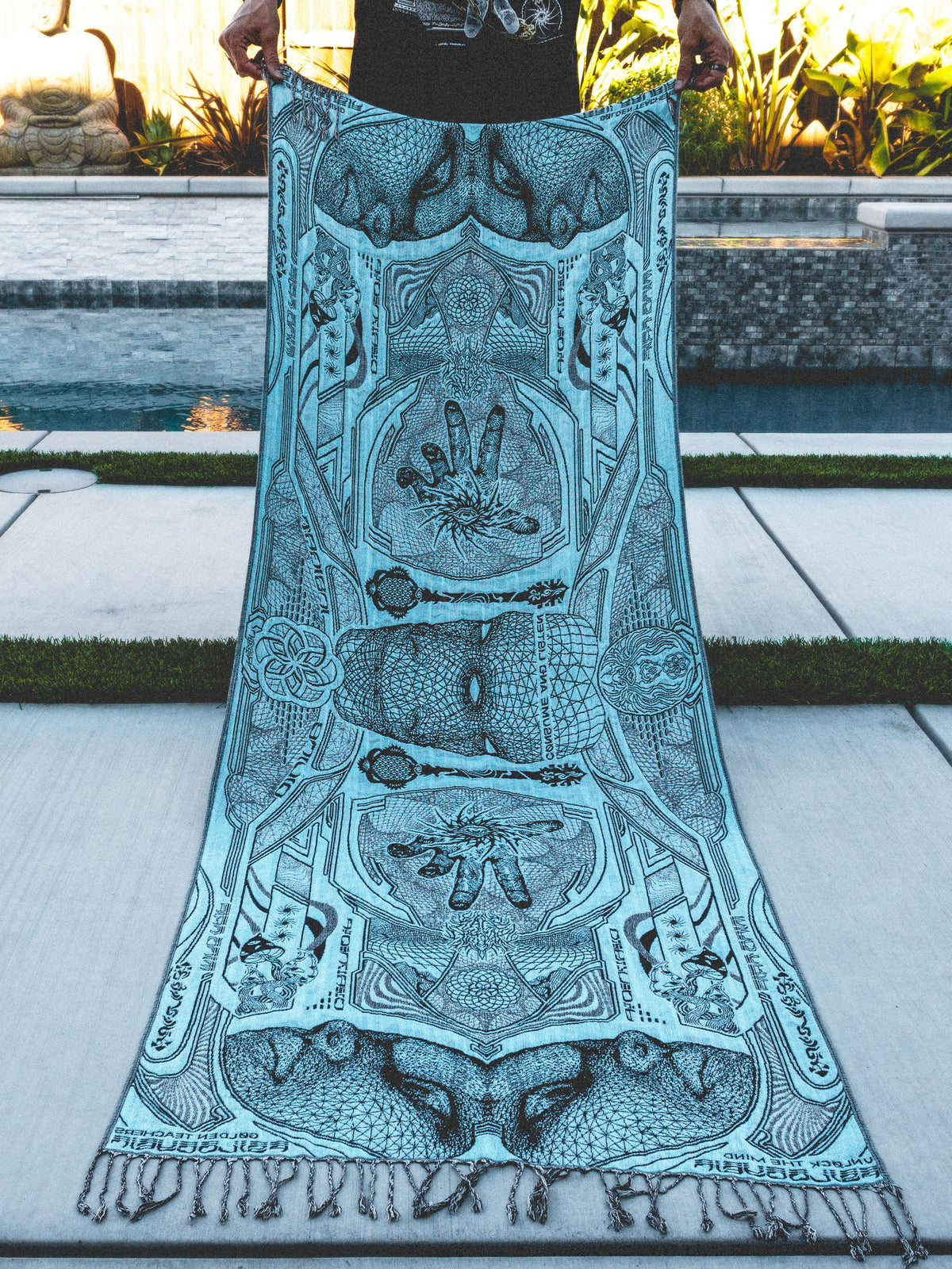 RESTOCKED ✦ GOLDEN TEACHERS V1 • AQUAMARINE • Festival Shawl/Scarf Shawl