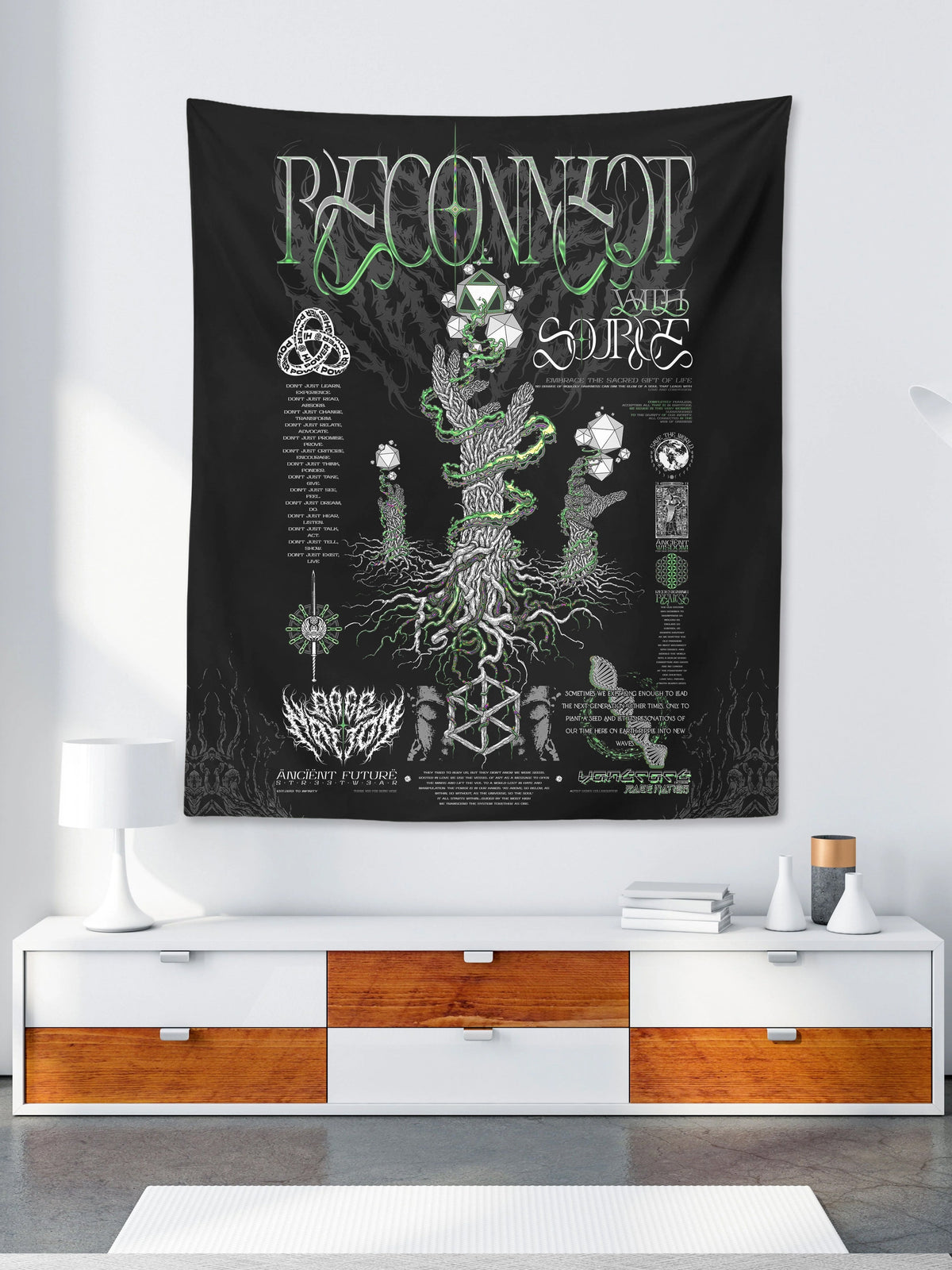 RECONNECT WITH SOURCE V2 ✦ YANTRART x RAGE NATION ✦ Limited Edition Tapestry Tapestry
