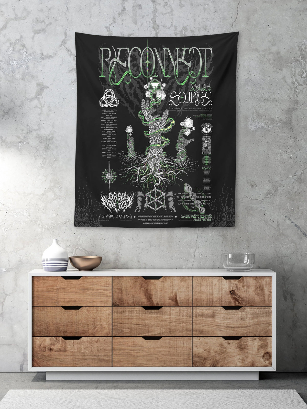 RECONNECT WITH SOURCE V2 ✦ YANTRART x RAGE NATION ✦ Limited Edition Tapestry Tapestry