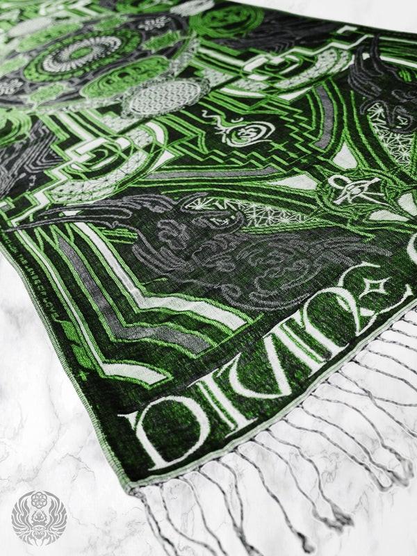DIVINE GUIDANCE ✦ UV GREEN ✦ Reversible Festival Shawl Shawl