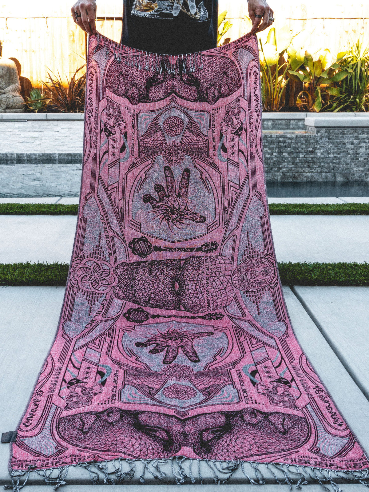 RESTOCKED ✦ GOLDEN TEACHERS V1 • RUBY • UV-Reactive Festival Shawl/Scarf Shawl