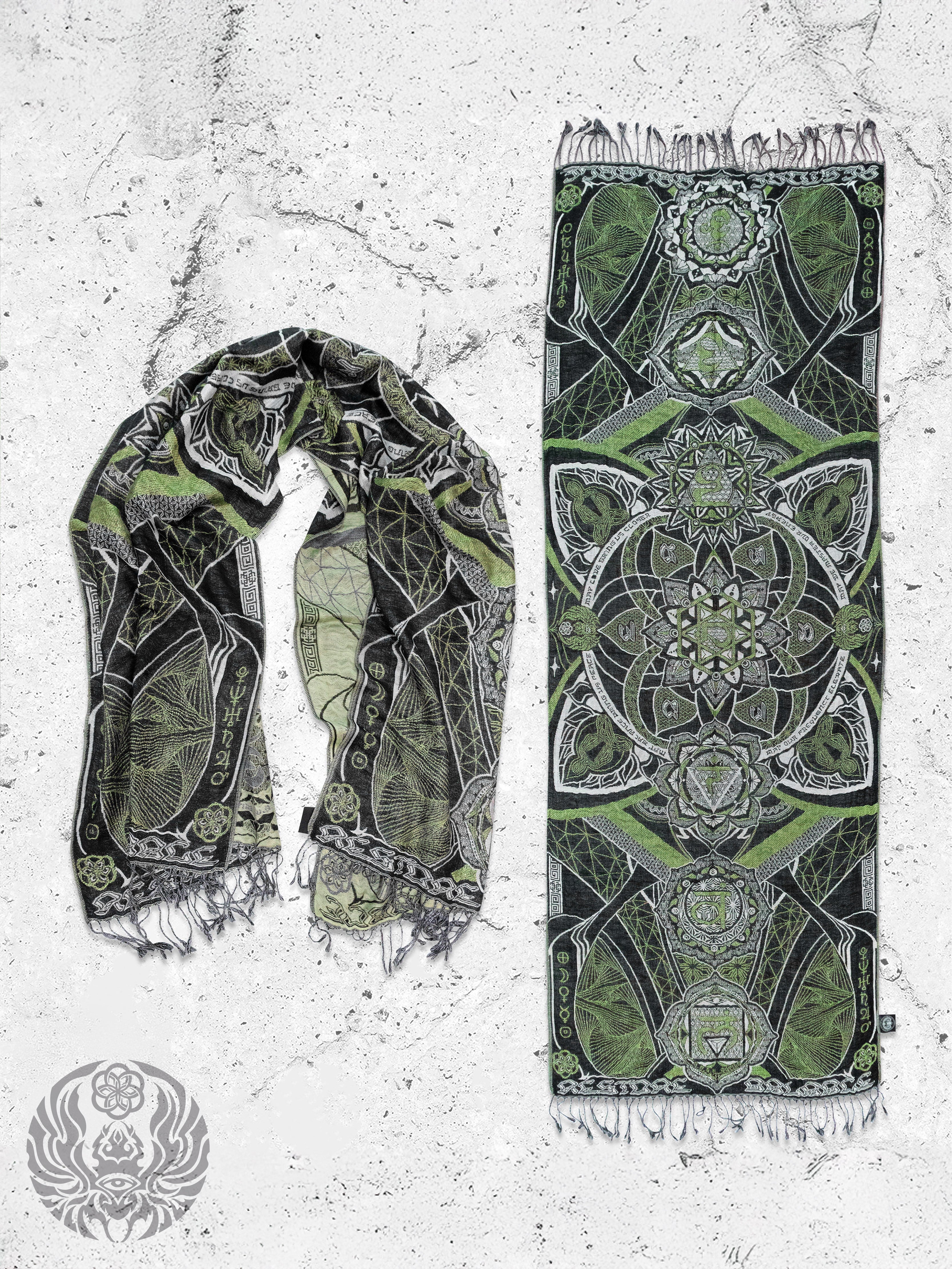 NEW RELEASE • HARMONY HEALS • UV-REACTIVE GREEN MINT • Festival Shawl/Scarf Shawl