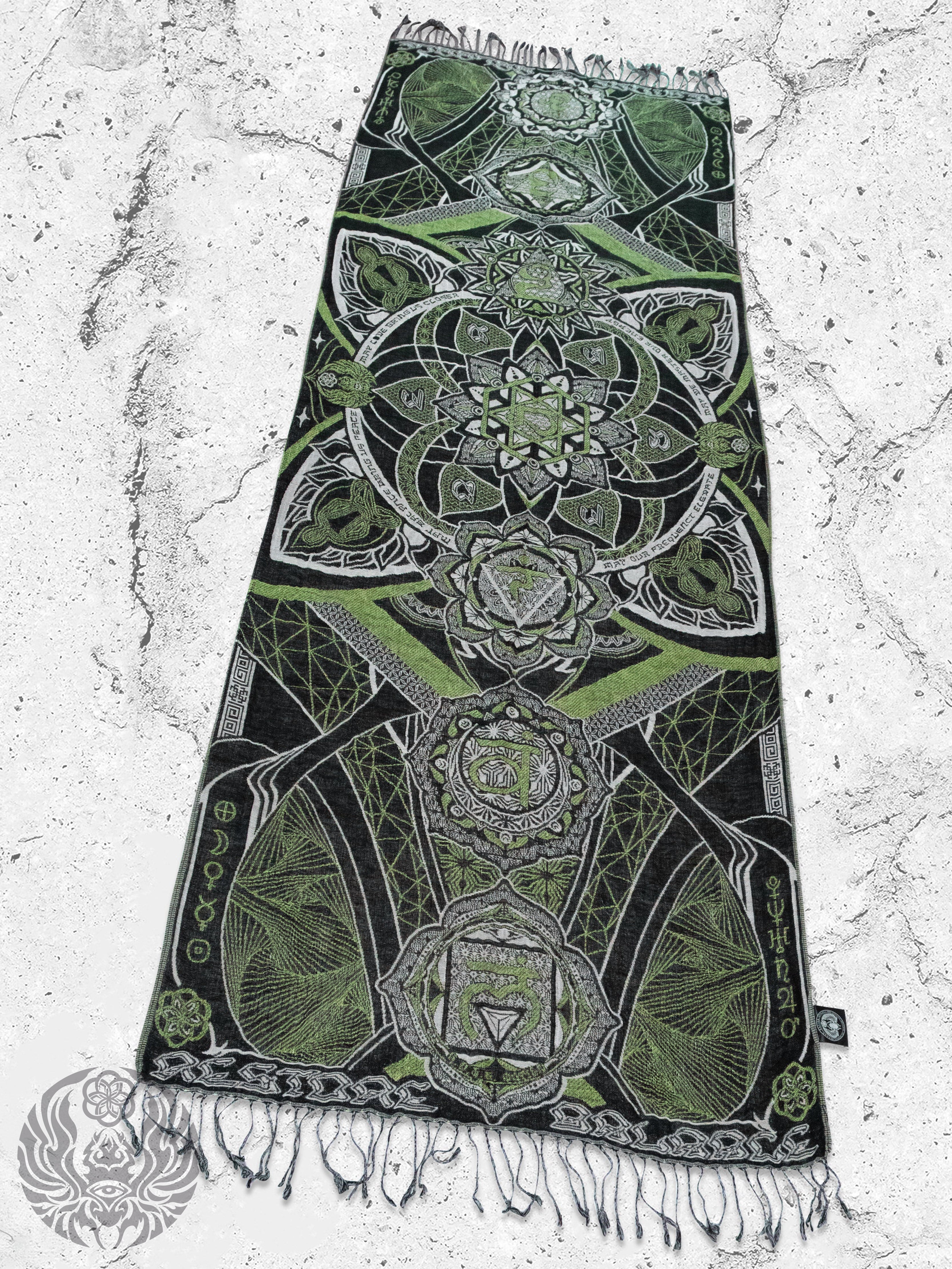 NEW RELEASE • HARMONY HEALS • UV-REACTIVE GREEN MINT • Festival Shawl/Scarf Shawl