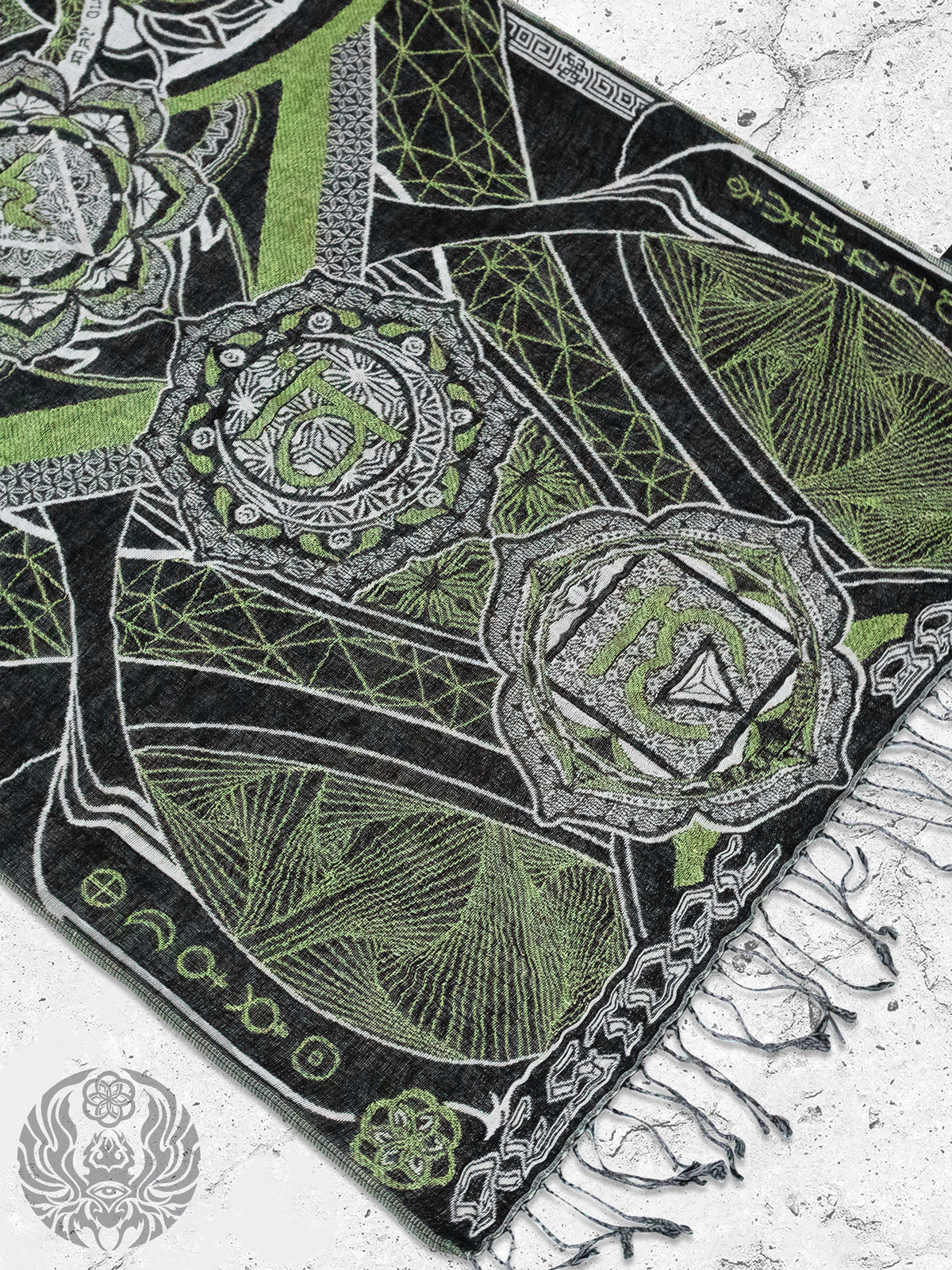 NEW RELEASE • HARMONY HEALS • UV-REACTIVE GREEN MINT • Festival Shawl/Scarf Shawl