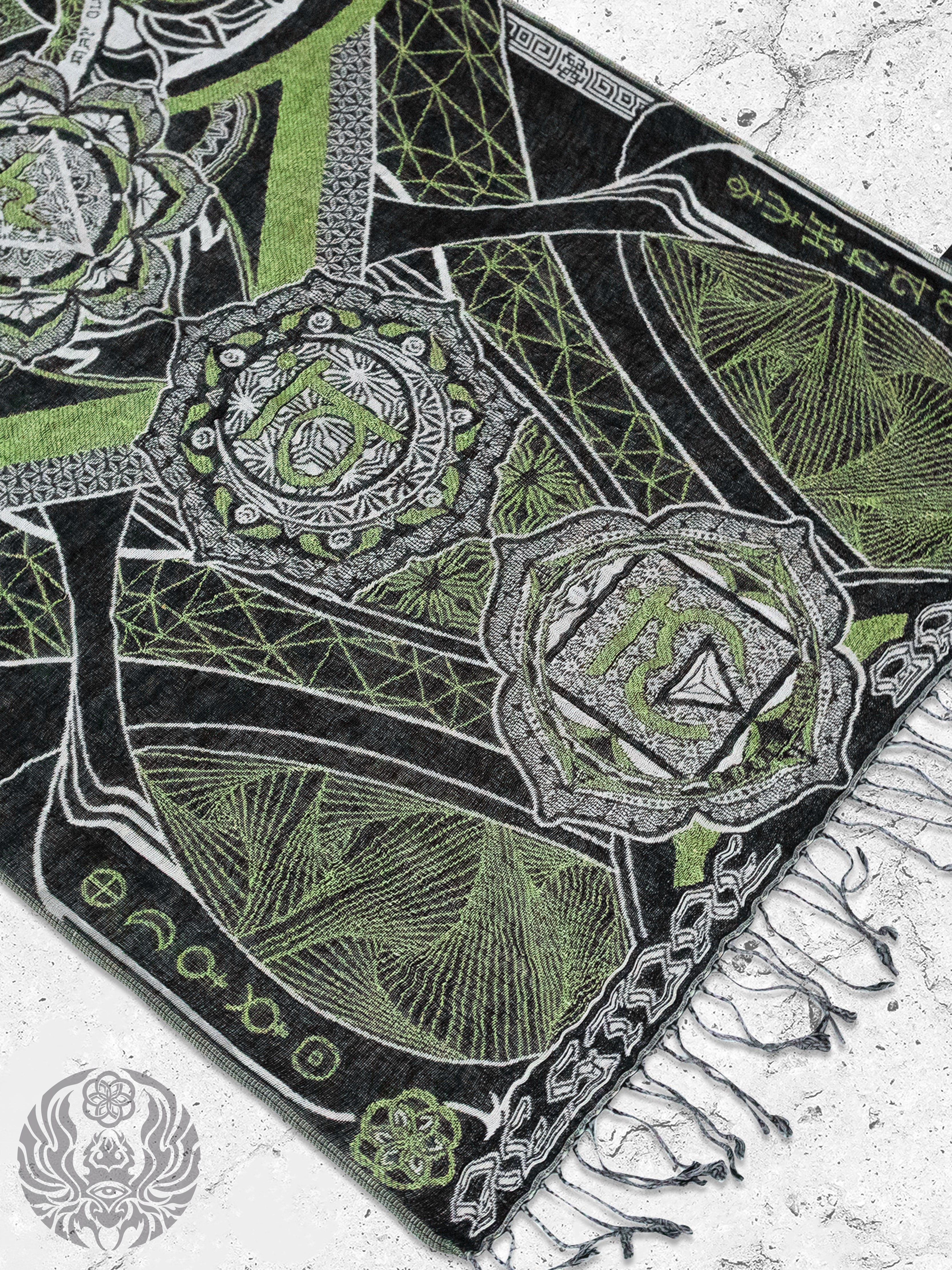 NEW RELEASE • HARMONY HEALS • UV-REACTIVE GREEN MINT • Festival Shawl/Scarf Shawl