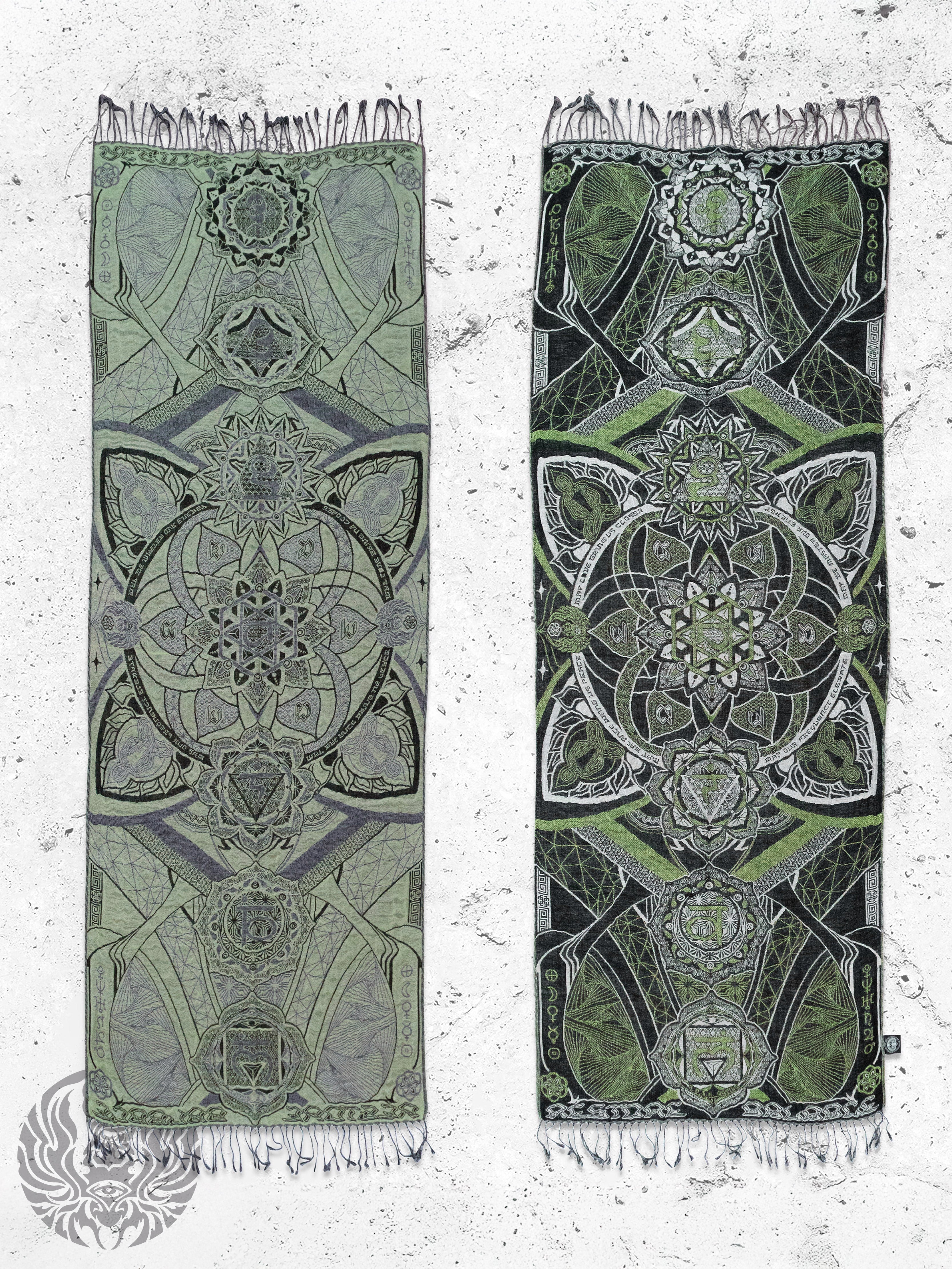 NEW RELEASE • HARMONY HEALS • UV-REACTIVE GREEN MINT • Festival Shawl/Scarf Shawl